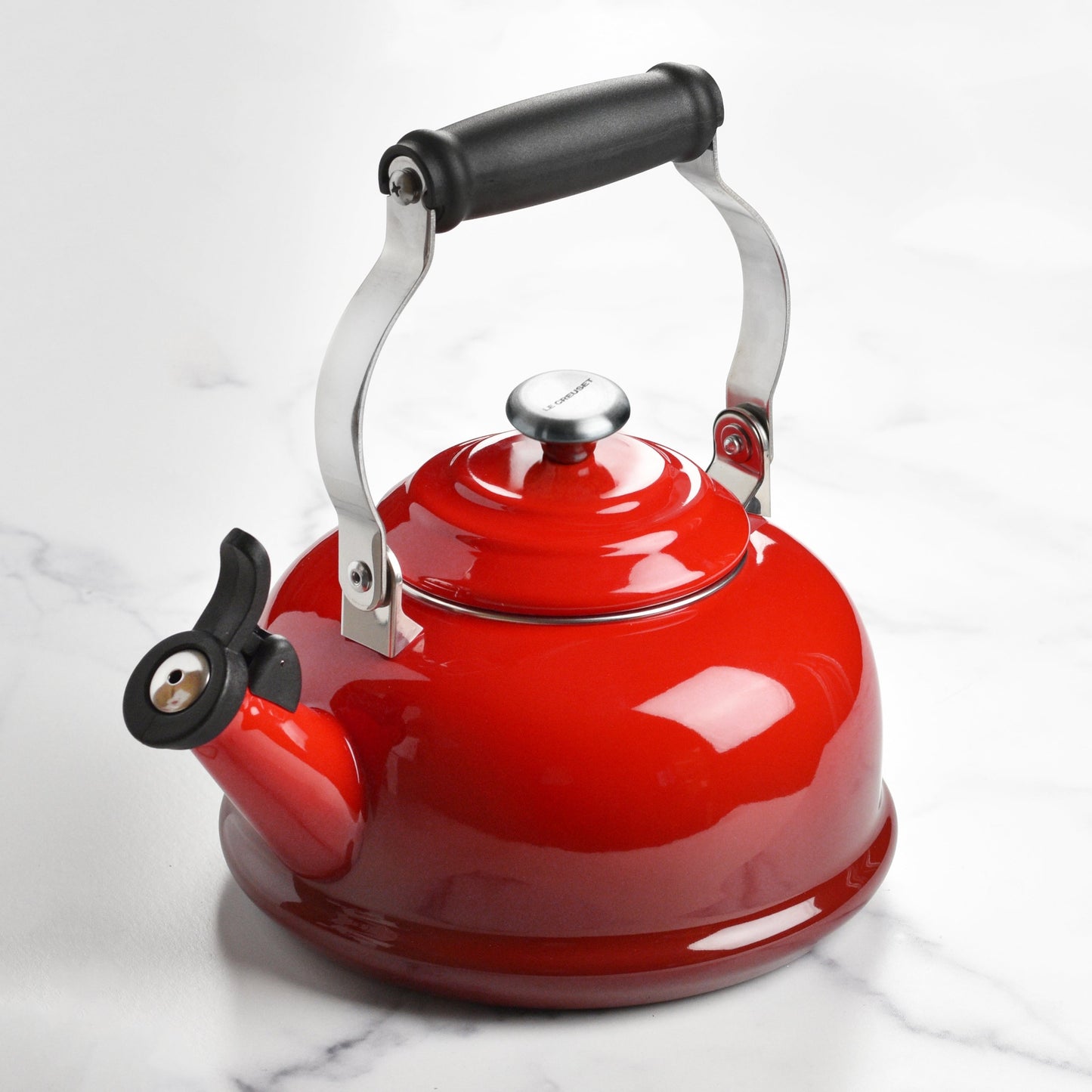 Le Creuset Enameled Steel 1.7-quart Cerise Whistling Tea Kettle