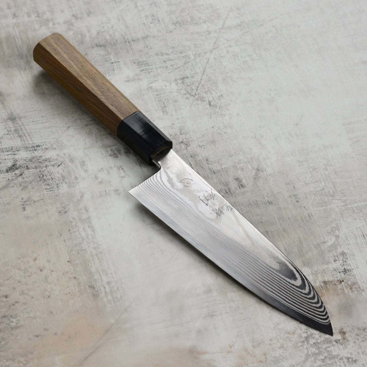 Hatsukokoro Ginsou Ginsan Damascus 7" Santoku