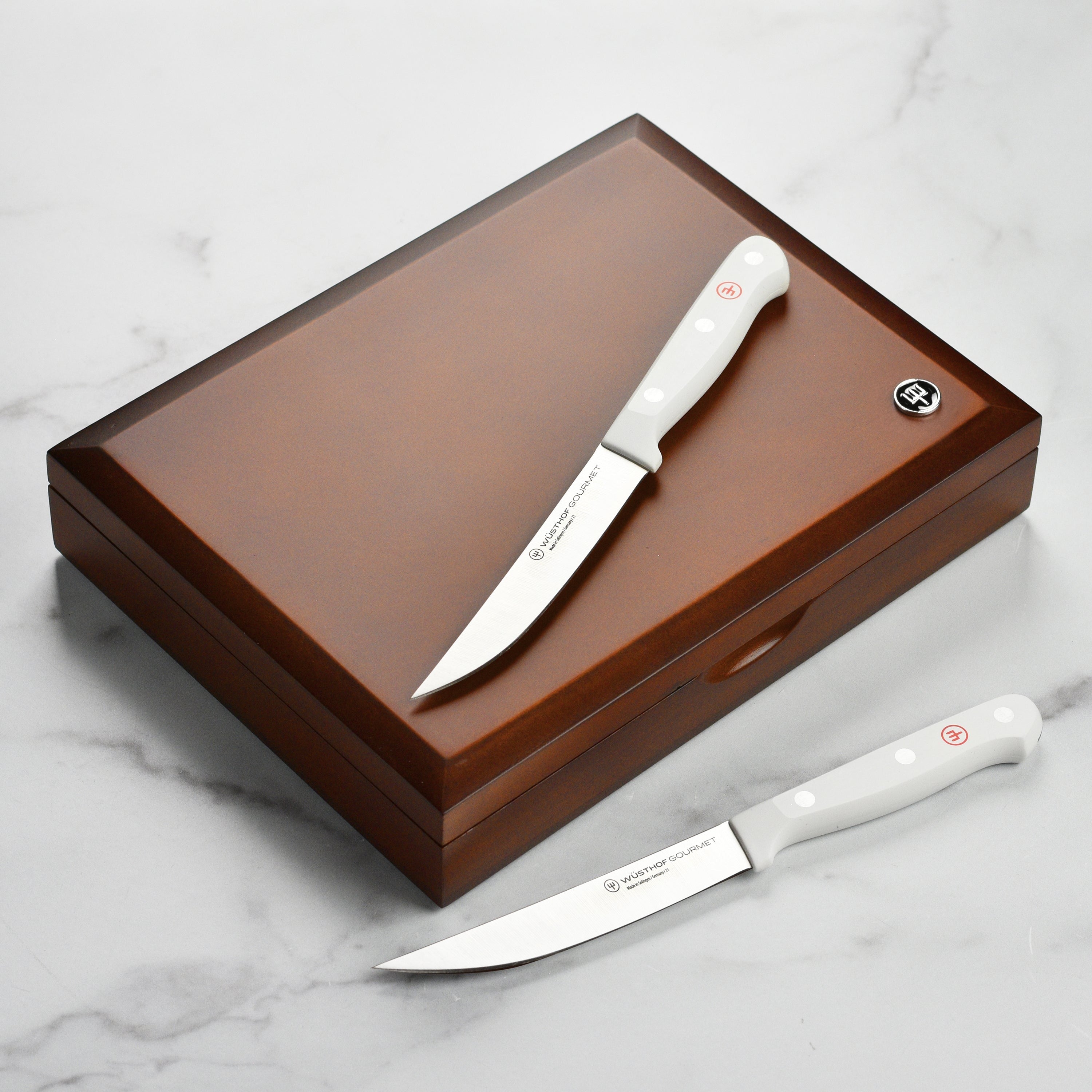Wusthof Gourmet 8 Piece Steak Knife Set with Case, White Handles