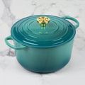 Le Creuset Signature Cast Iron 6.5-quart Bleu Riviera Round Deep Oven with Light Gold Crucible Knob