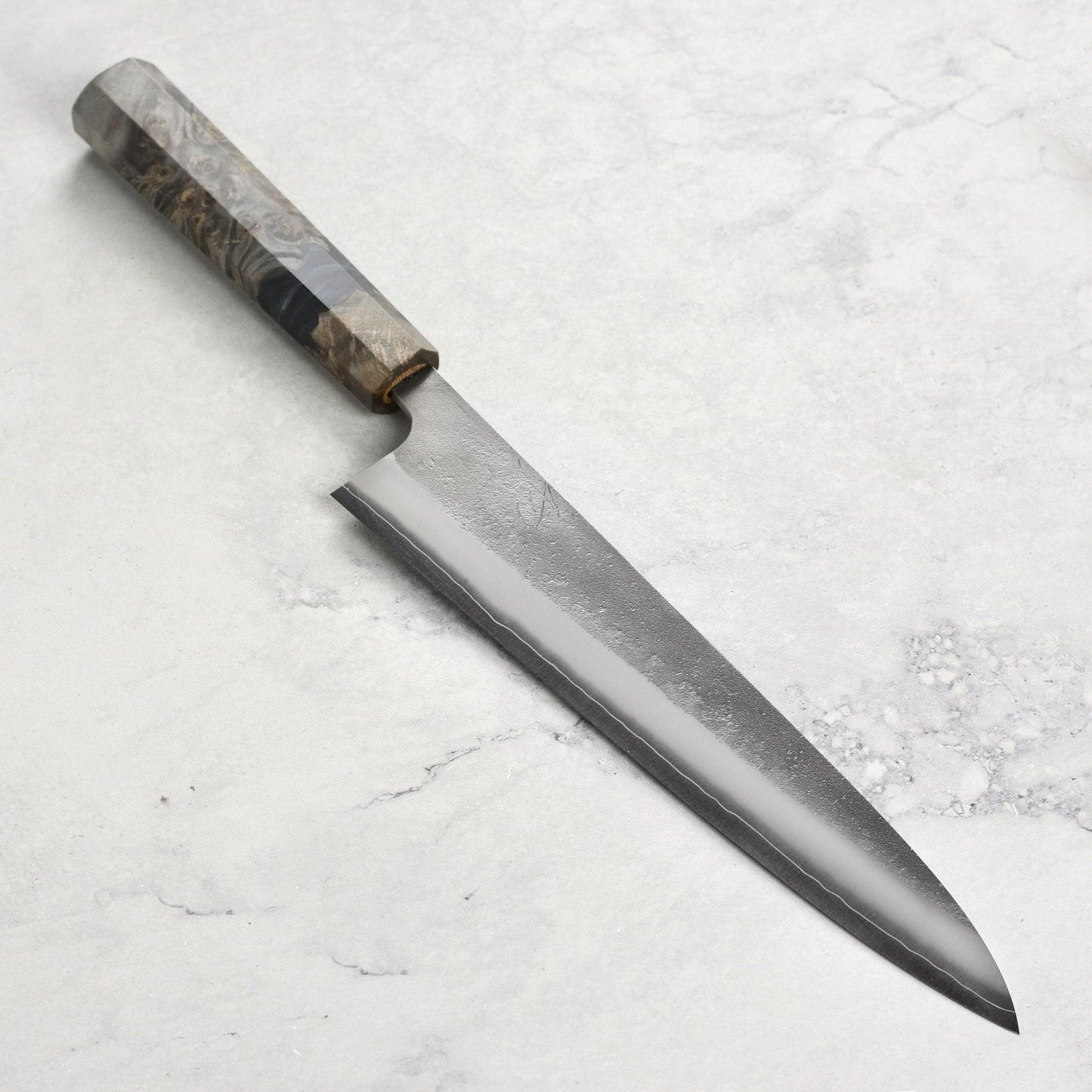 Yoshikane SKD Nashiji Stainless Clad 9.4" Gyuto, Stabilized Birch