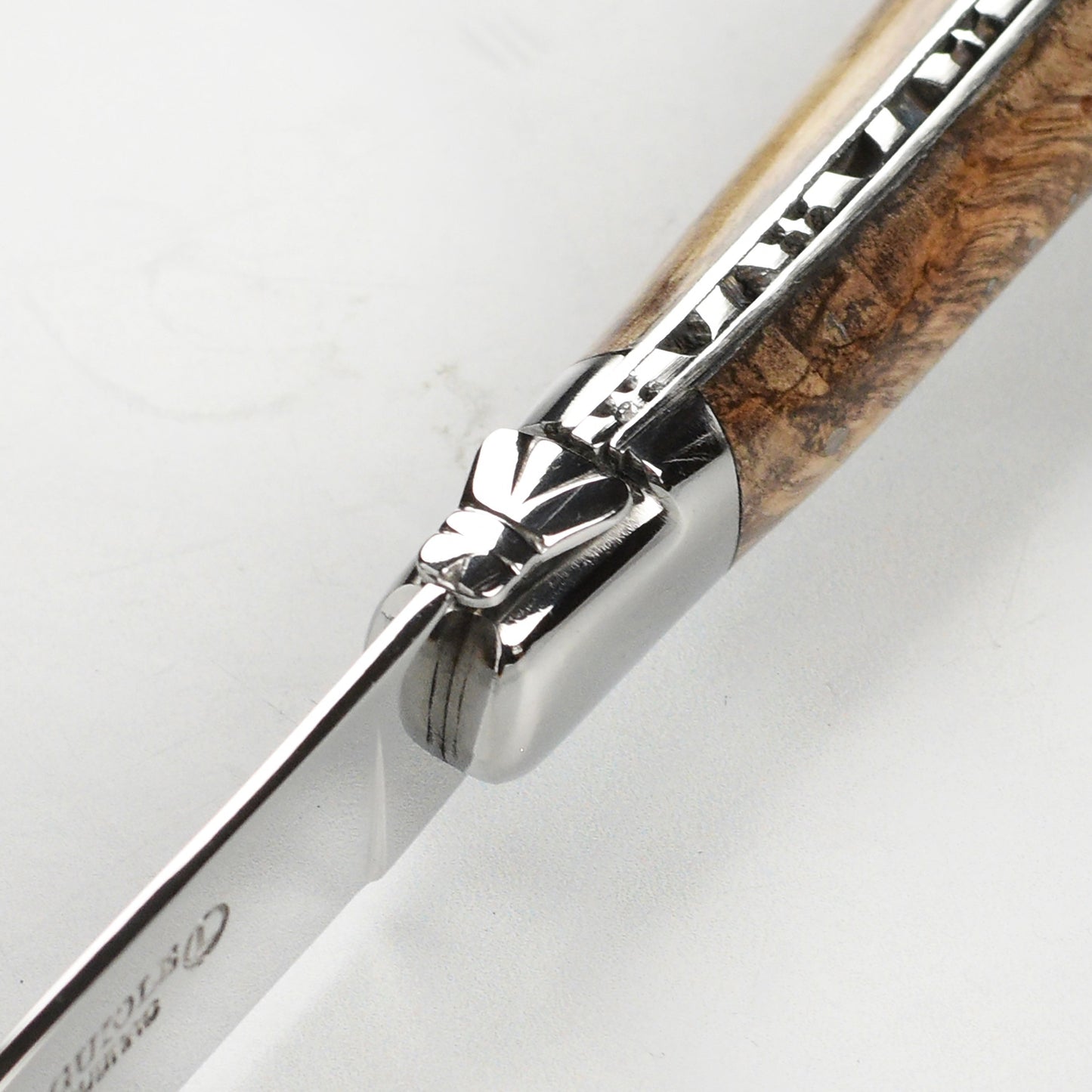 Laguiole en Aubrac 6 Piece Stainless Steel Steak Knife Set with Black Poplar Burl Wood Handles