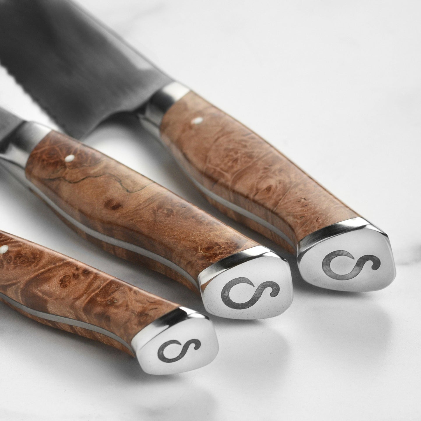 Steelport Carbon Steel 3 Piece Knife Set with Oregon Maple Magnetic Sheaths