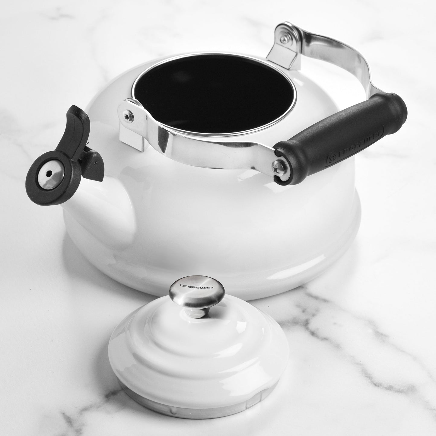 Le Creuset Enameled Steel 1.7-quart White Whistling Tea Kettle