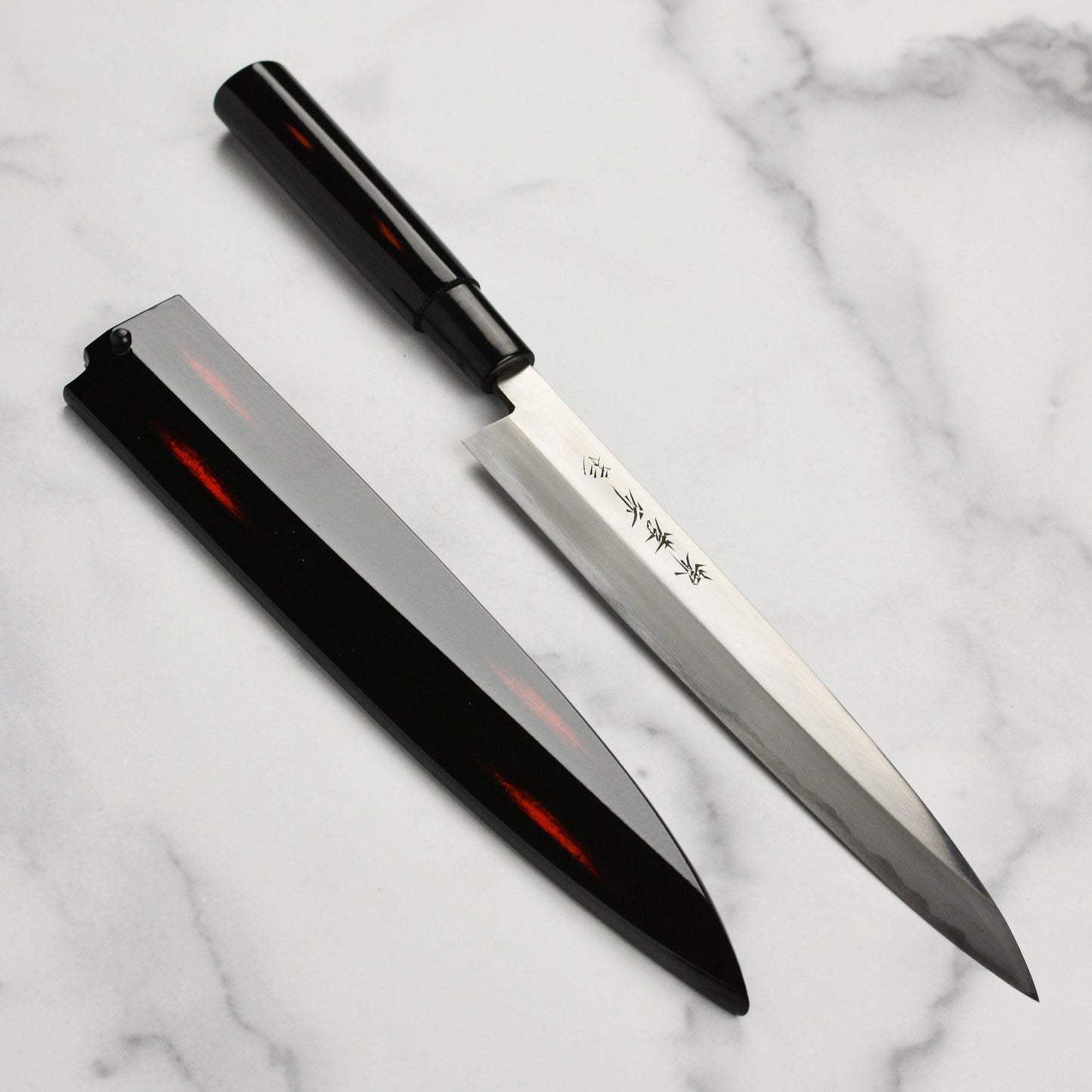 Takayuki Shikisai Kasumitogi Carbon Steel 9.4" Single-Bevel Yanagiba with Saya