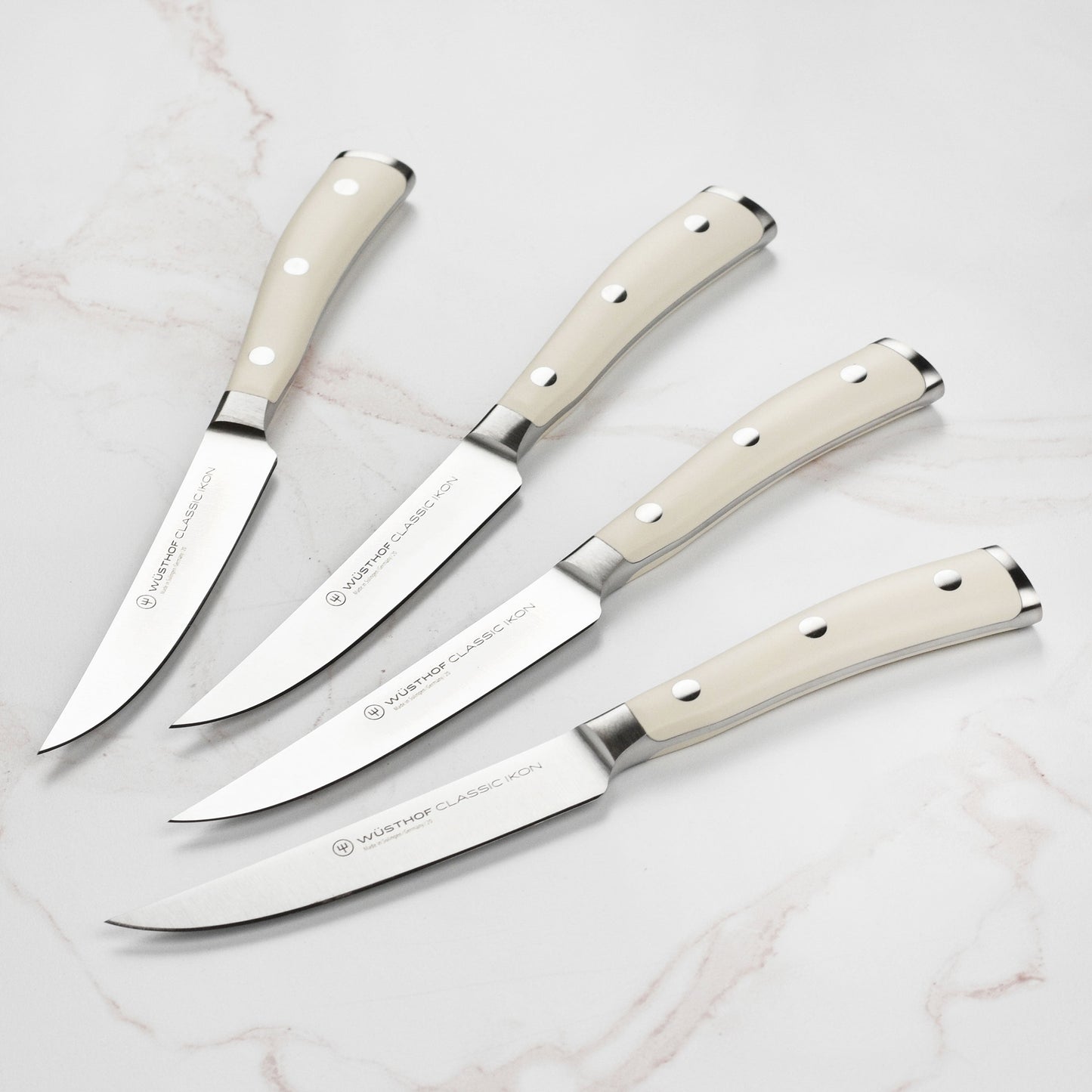 Wusthof Classic Ikon Creme 4 Piece Steak Knife Set with Wood Case