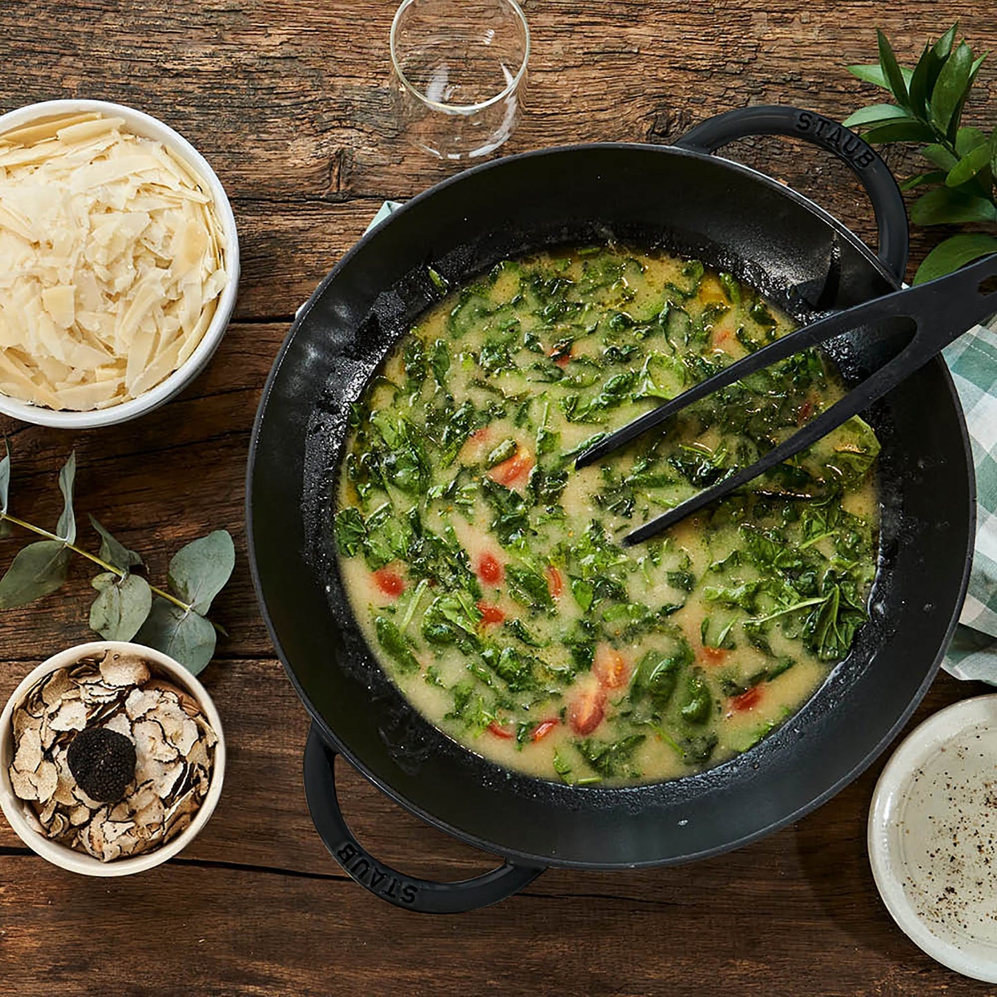 Staub 14" Matte Black Wok with Glass Lid