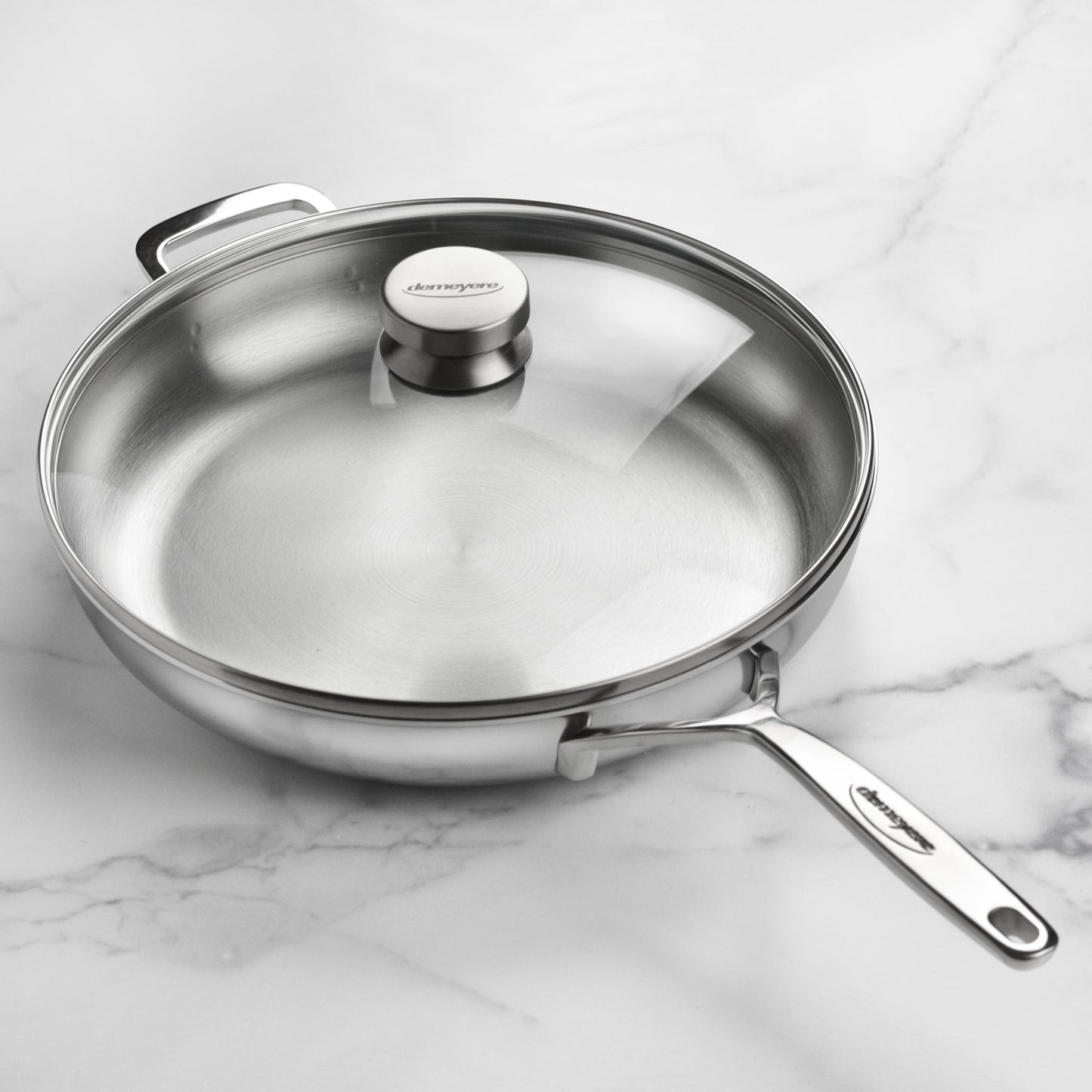 Demeyere 5-Plus 12.5" Stainless Steel Fry Pan with Glass Lid