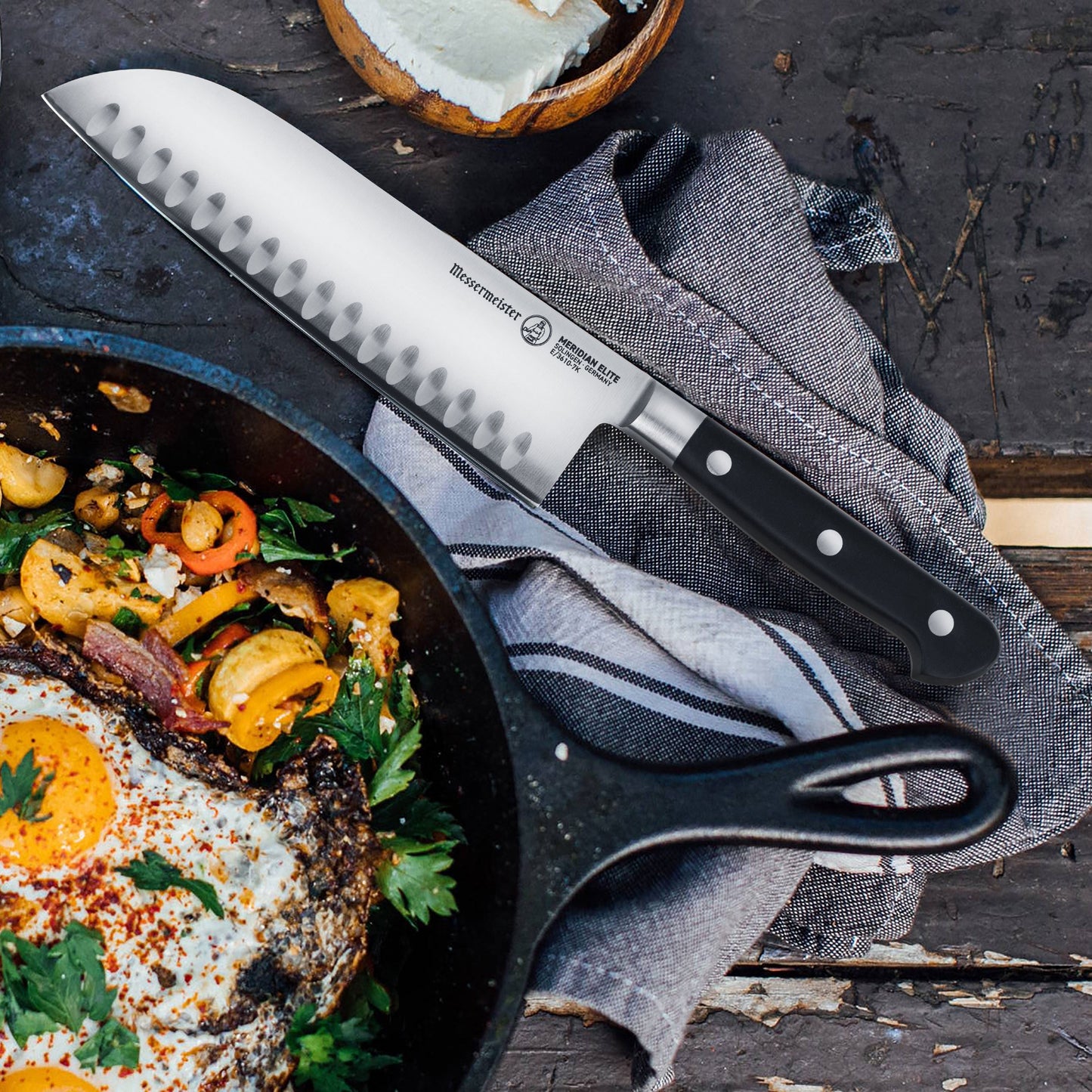 Messermeister Meridian Elite 7" Hollow Edge Santoku Knife