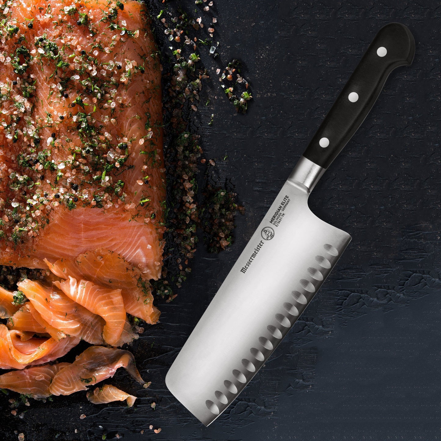 Messermeister Meridian Elite 7" Hollow Edge Nakiri Vegetable Knife