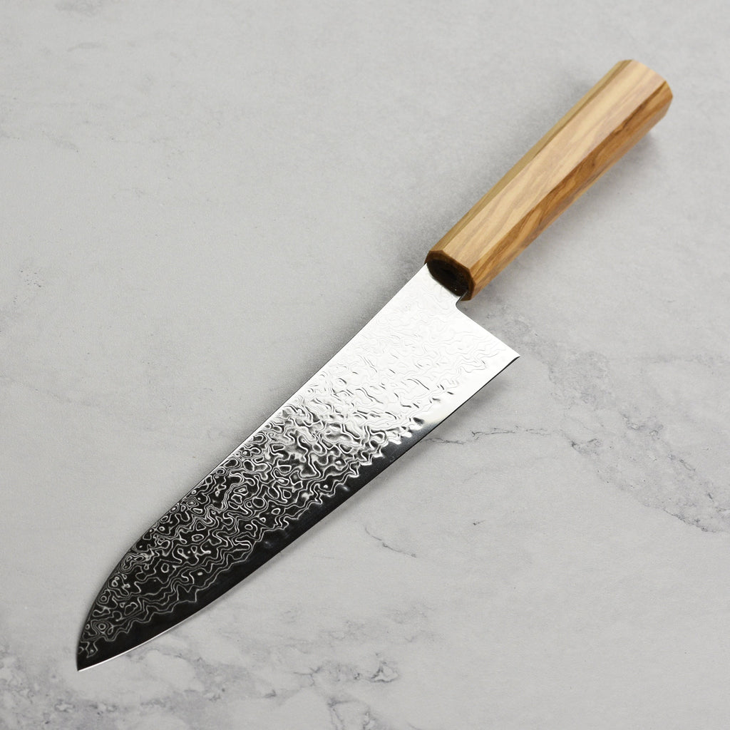 Hatsukokoro Ryuhyo SG2 Damascus 8.25" Gyuto, Olivewood