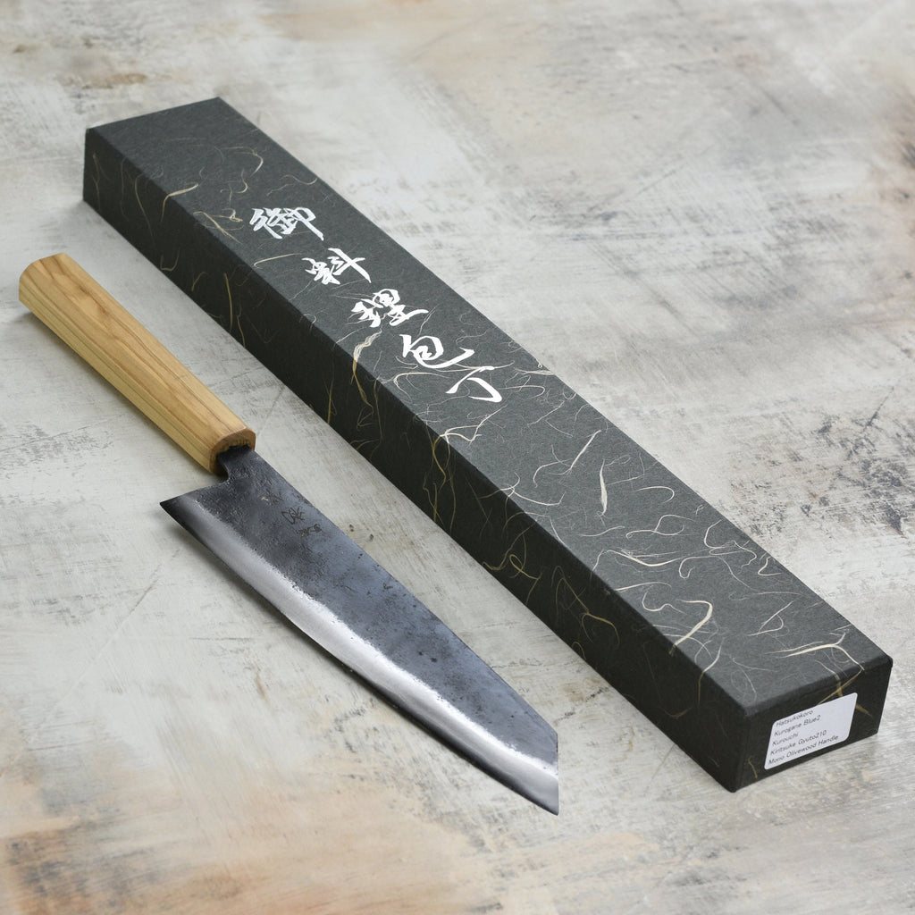 Hatsukokoro Kurogane Aogami #2 Kurouchi 8.25" Kiritsuke Gyuto, Olivewood