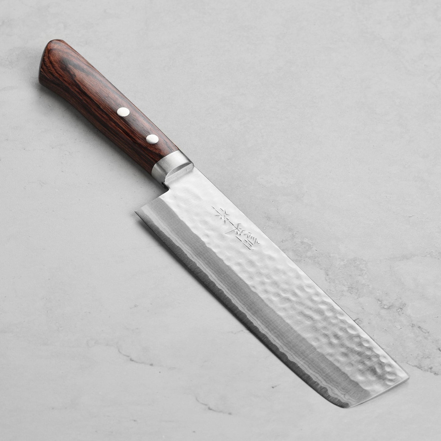 Masutani VG10 Hammered Damascus 6.7" Nakiri, Brown Handle