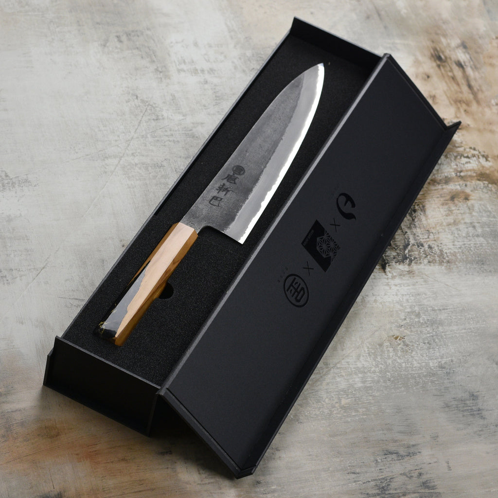 Hozan Tomoe x Hinoura Shirogami #2 Kurouchi 9.4" Gyuto