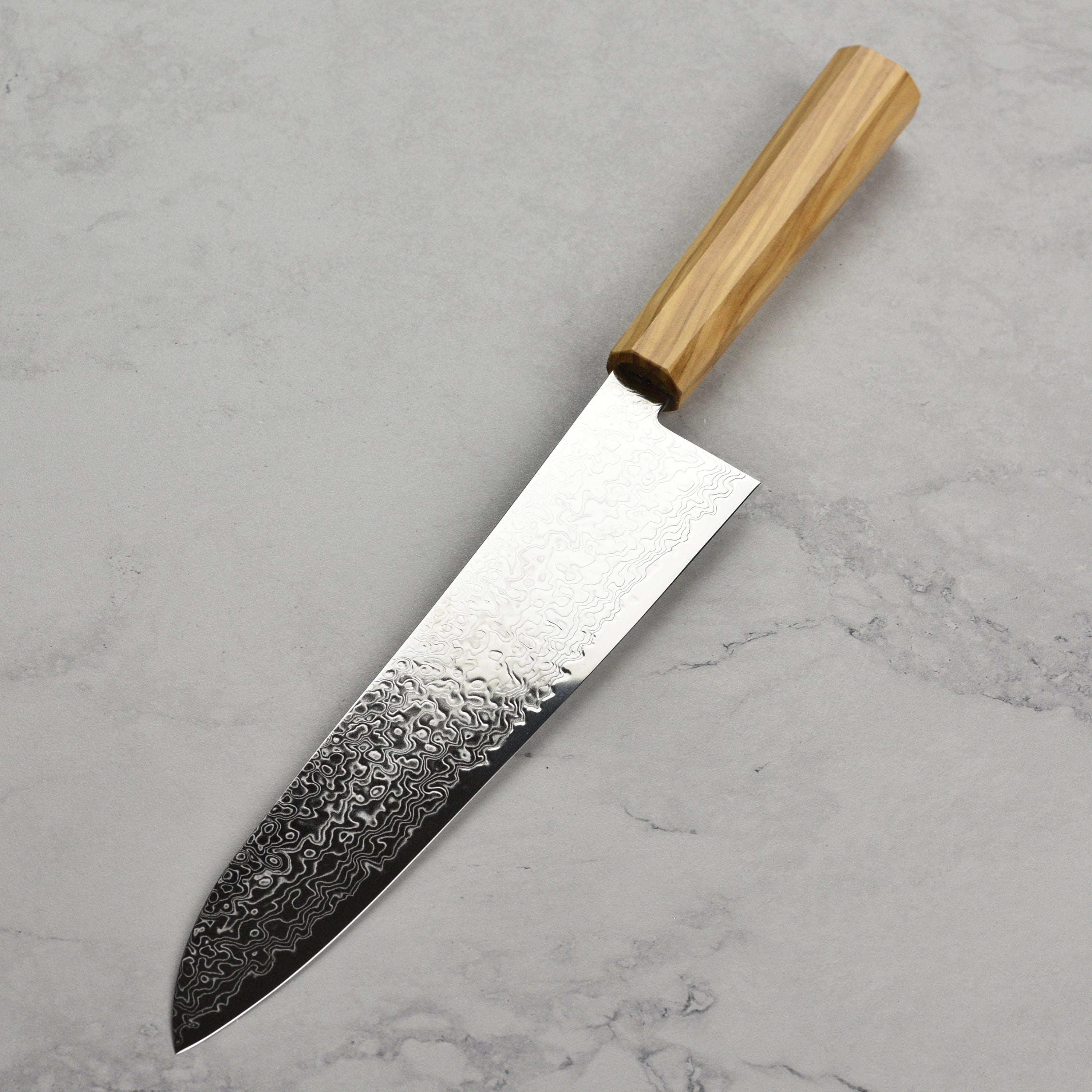 Hatsukokoro Ryuhyo SG2 Damascus 9.4" Gyuto, Olivewood