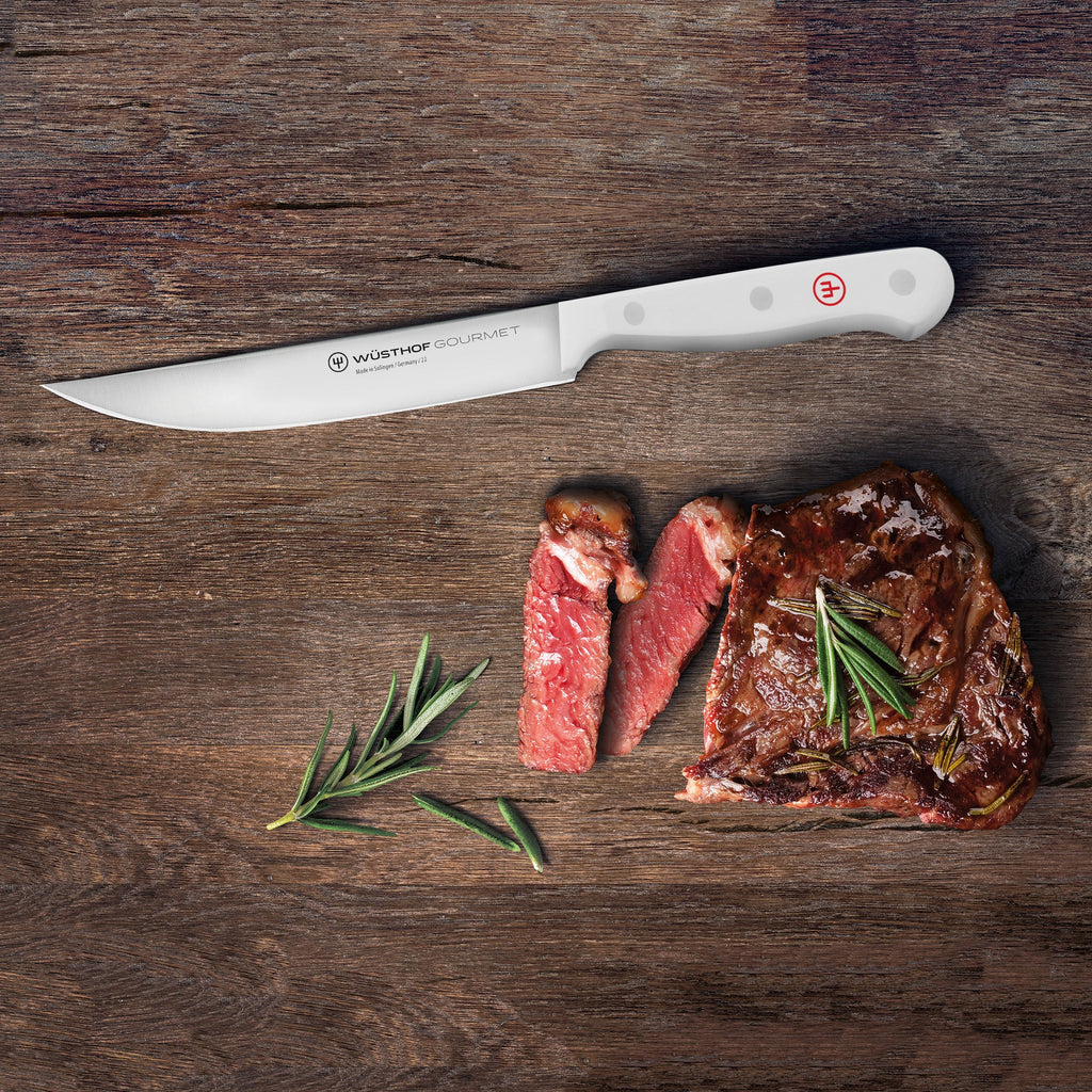 Wusthof Gourmet 8 Piece Steak Knife Set with Case, White Handles