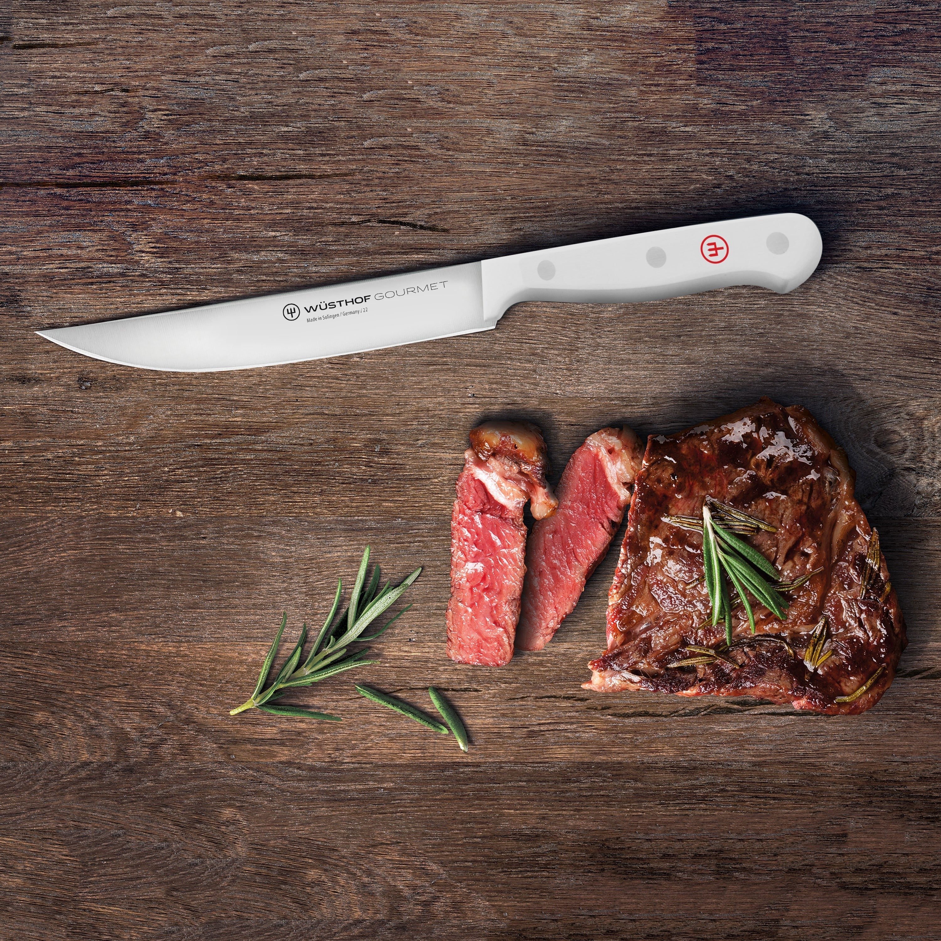 Wusthof Gourmet 8 Piece Steak Knife Set with Case, White Handles