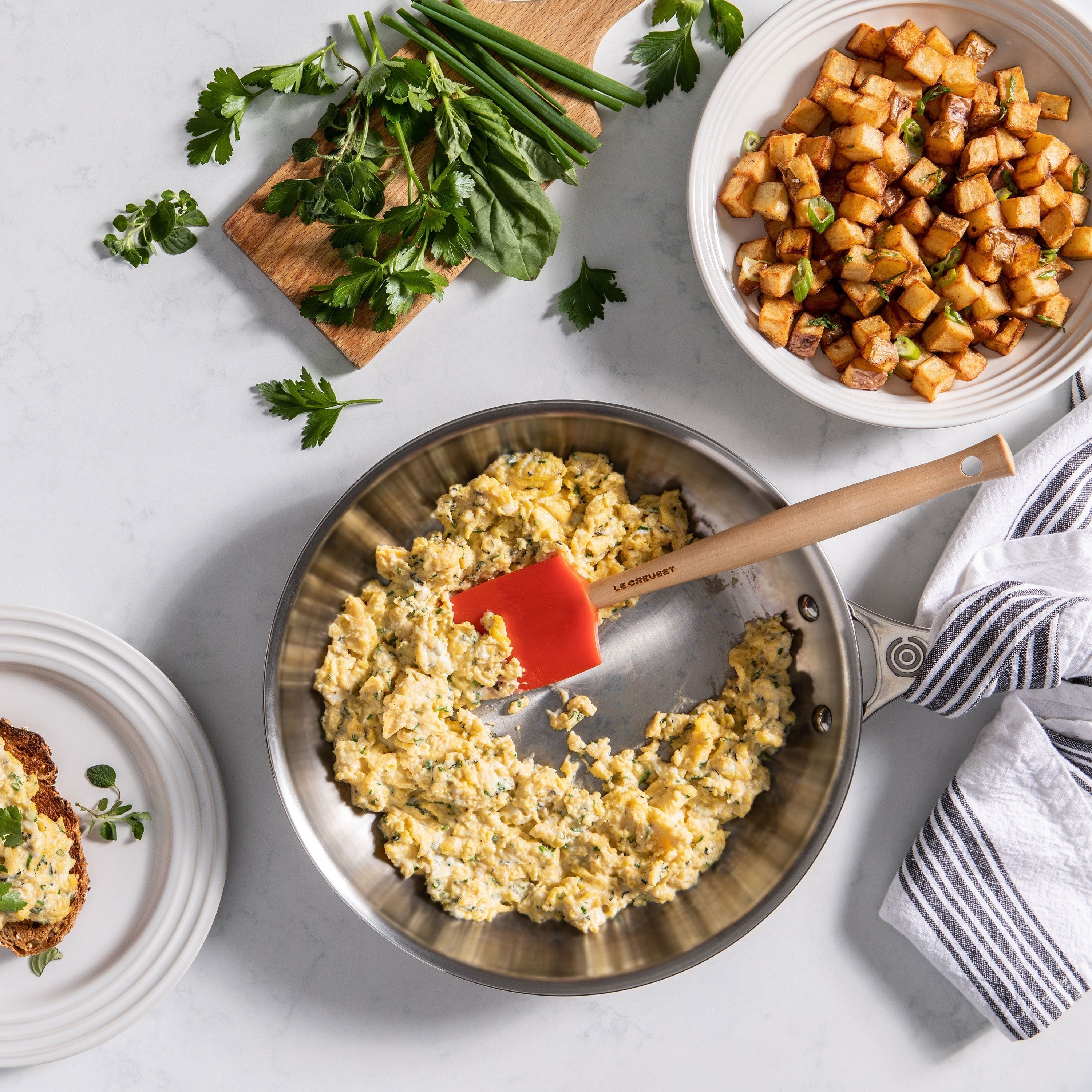 Le Creuset Stainless Steel 2 Piece Skillet Set with Lids