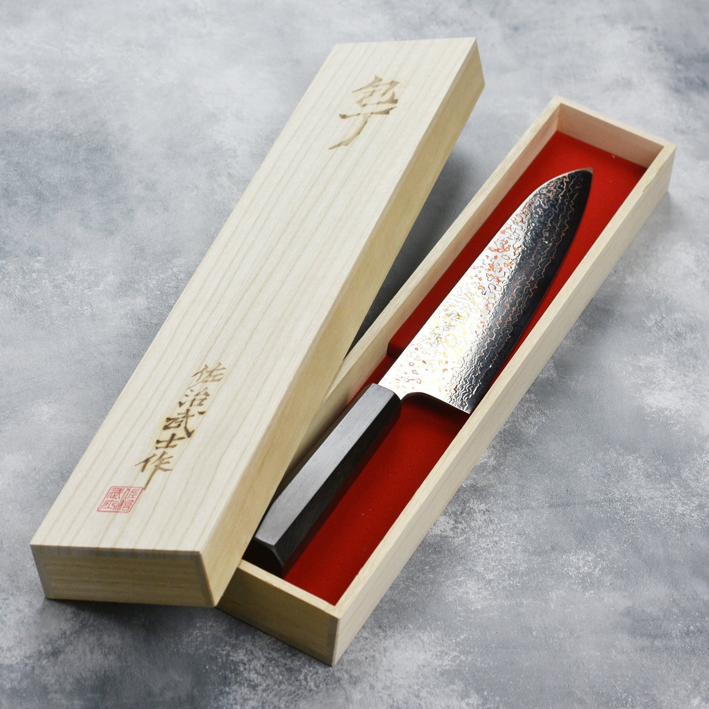 Saji Rainbow Damascus 9.4" Gyuto, Ebony