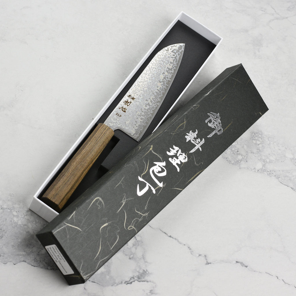 Hatsukokoro Hikari SLD Kurozome Damascus 7" Santoku