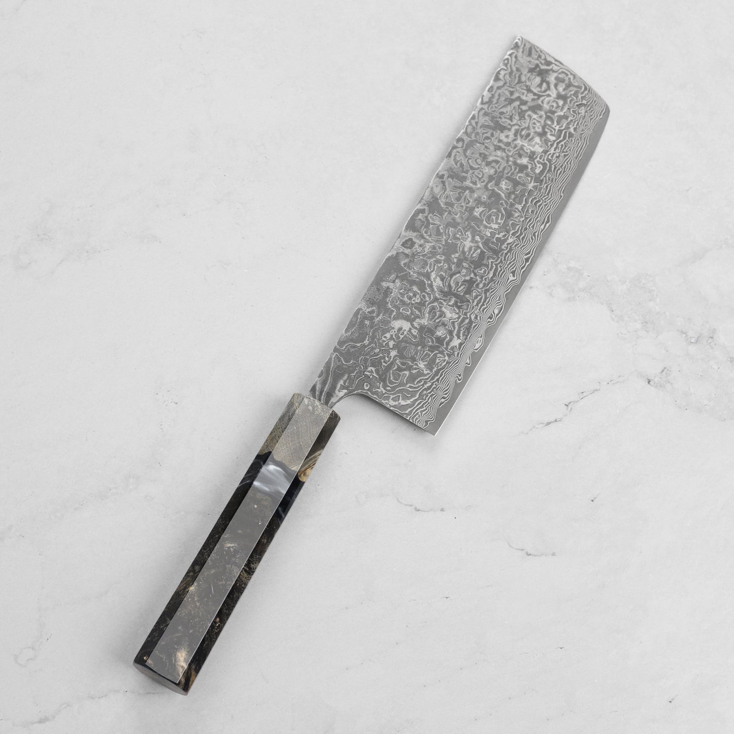 Saji SG2 Black Damascus 6.7" Nakiri, Stabilized Birch