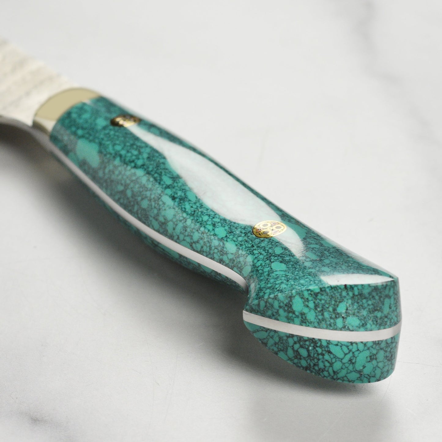 Nigara SG2 Migaki Tsuchime 7" Kiritsuke Nakiri, Green Turquoise