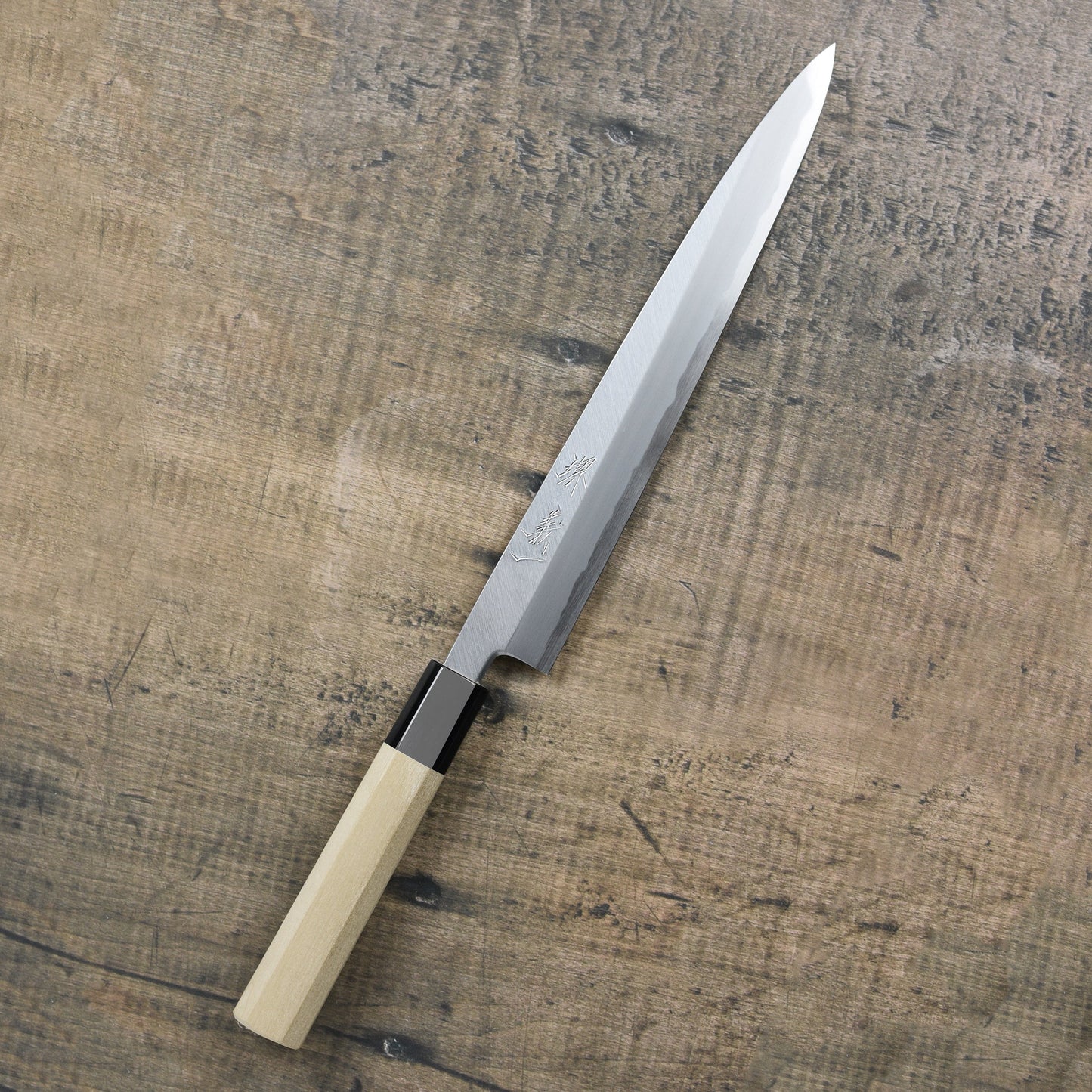 Ittetsu x Tanaka Shirogami #2 9.4" Hon-Kasumi Single Bevel Yanagiba with Saya