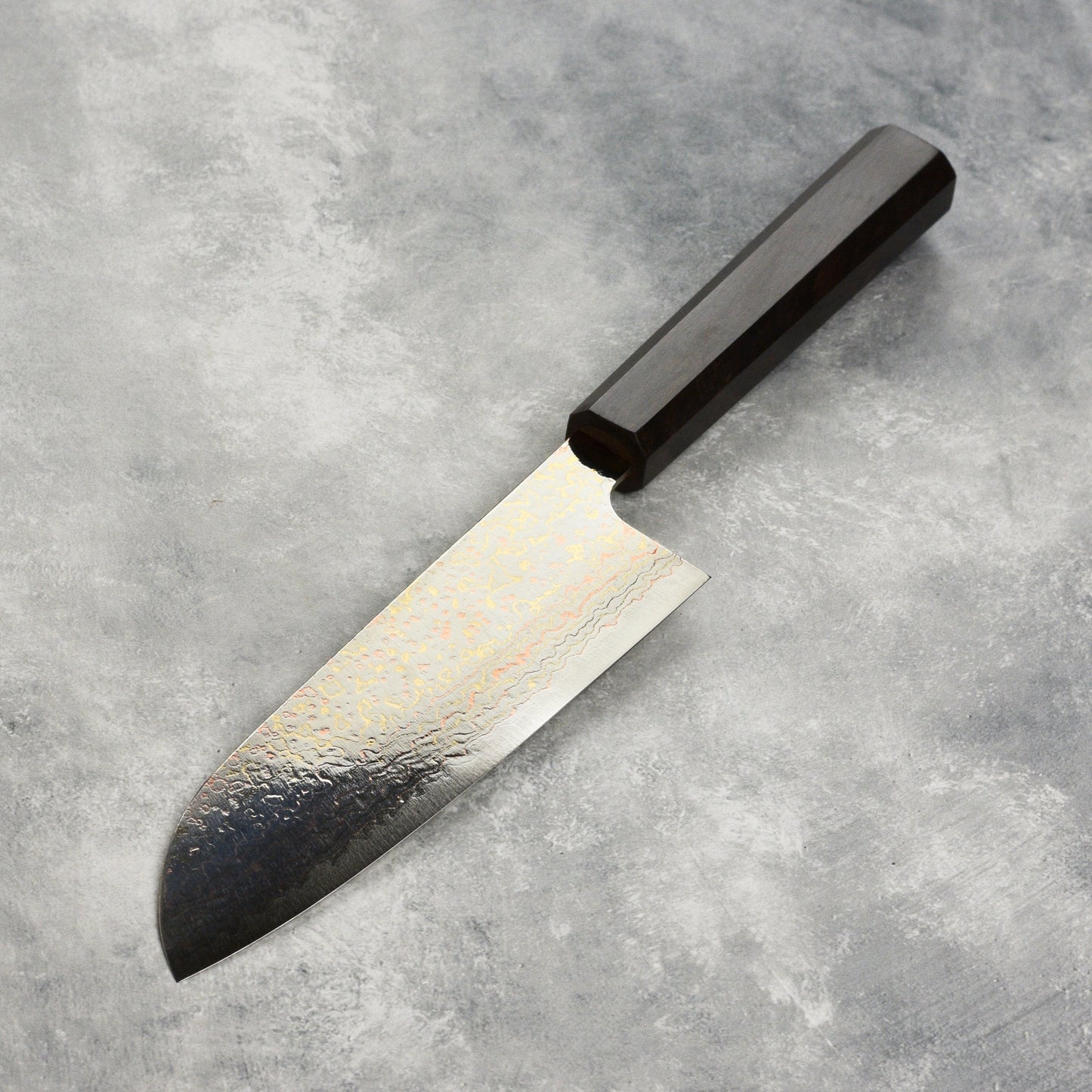 Saji Rainbow Damascus 6.5" Santoku, Ebony