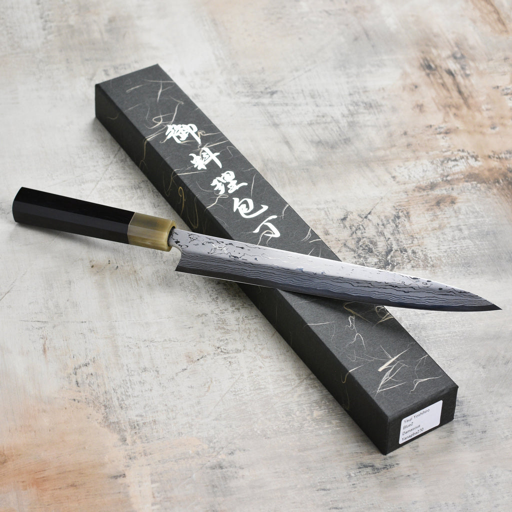 Hatsukokoro x Yauji Aogami #2 Damascus 10.6" Single-Bevel Yanagiba