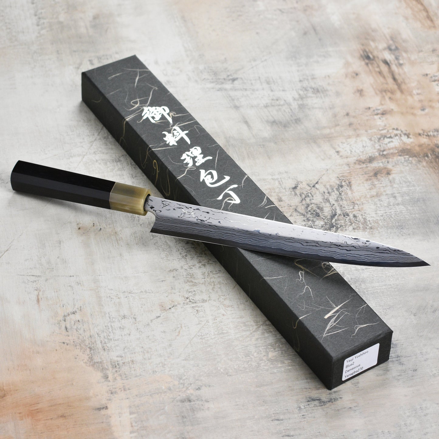 Hatsukokoro x Yauji Aogami #2 Damascus 10.6" Single-Bevel Yanagiba