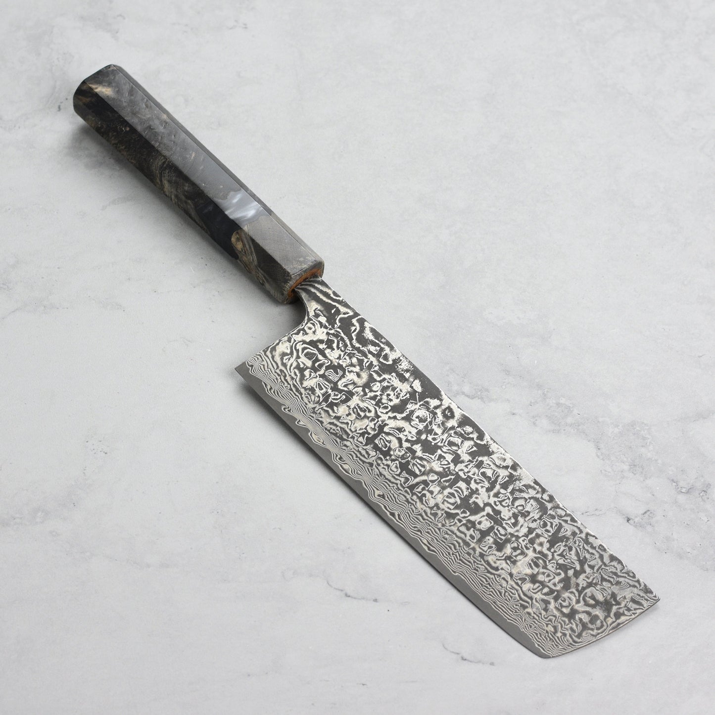 Saji SG2 Black Damascus 6.7" Nakiri, Stabilized Birch