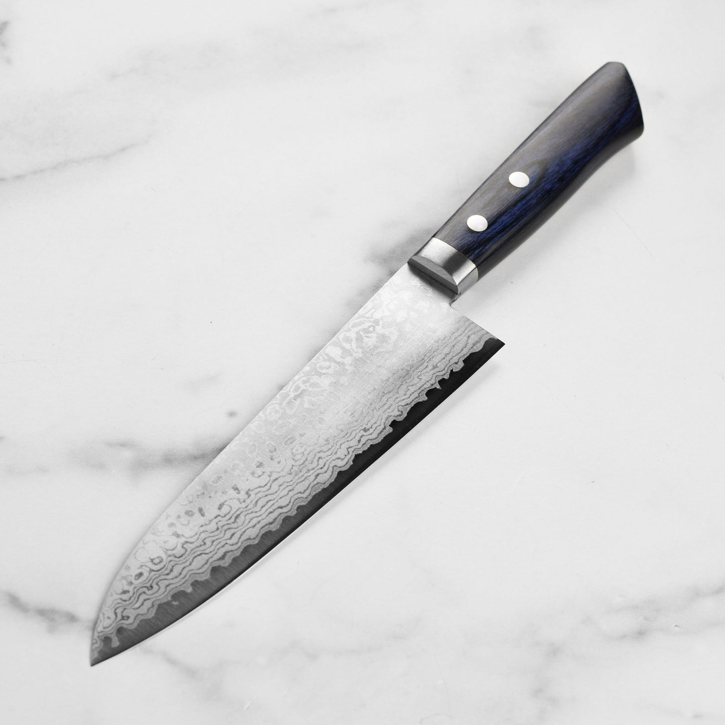 Masutani VG10 Damascus 7" Gyuto, Blue Handle