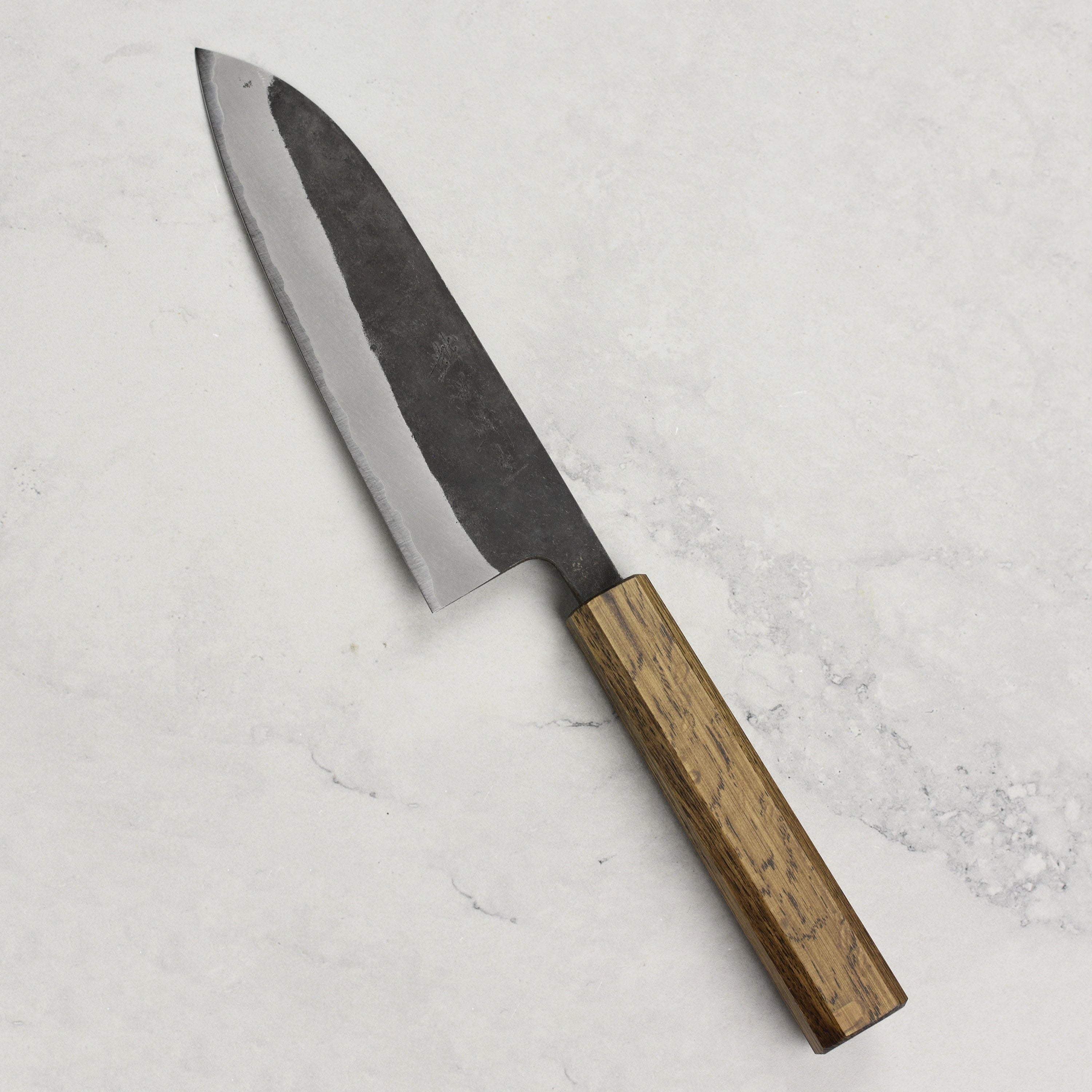 Shiro Kamo Aogami Super Kurouchi Stainless Clad 6.5" Santoku