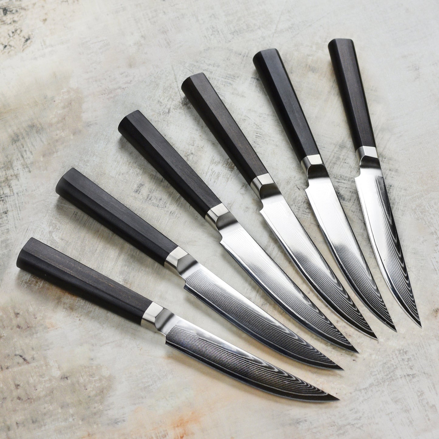 Nexus 6 Piece Damascus Steak Knife Set with Case