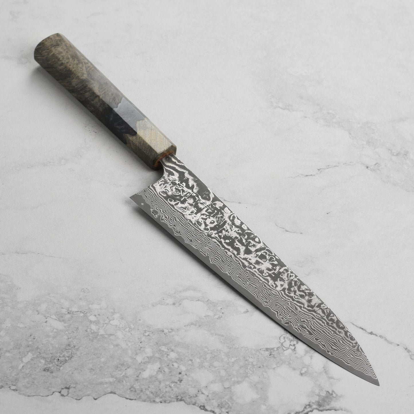 Saji SG2 Black Damascus 8.25" Gyuto, Stabilized Birch
