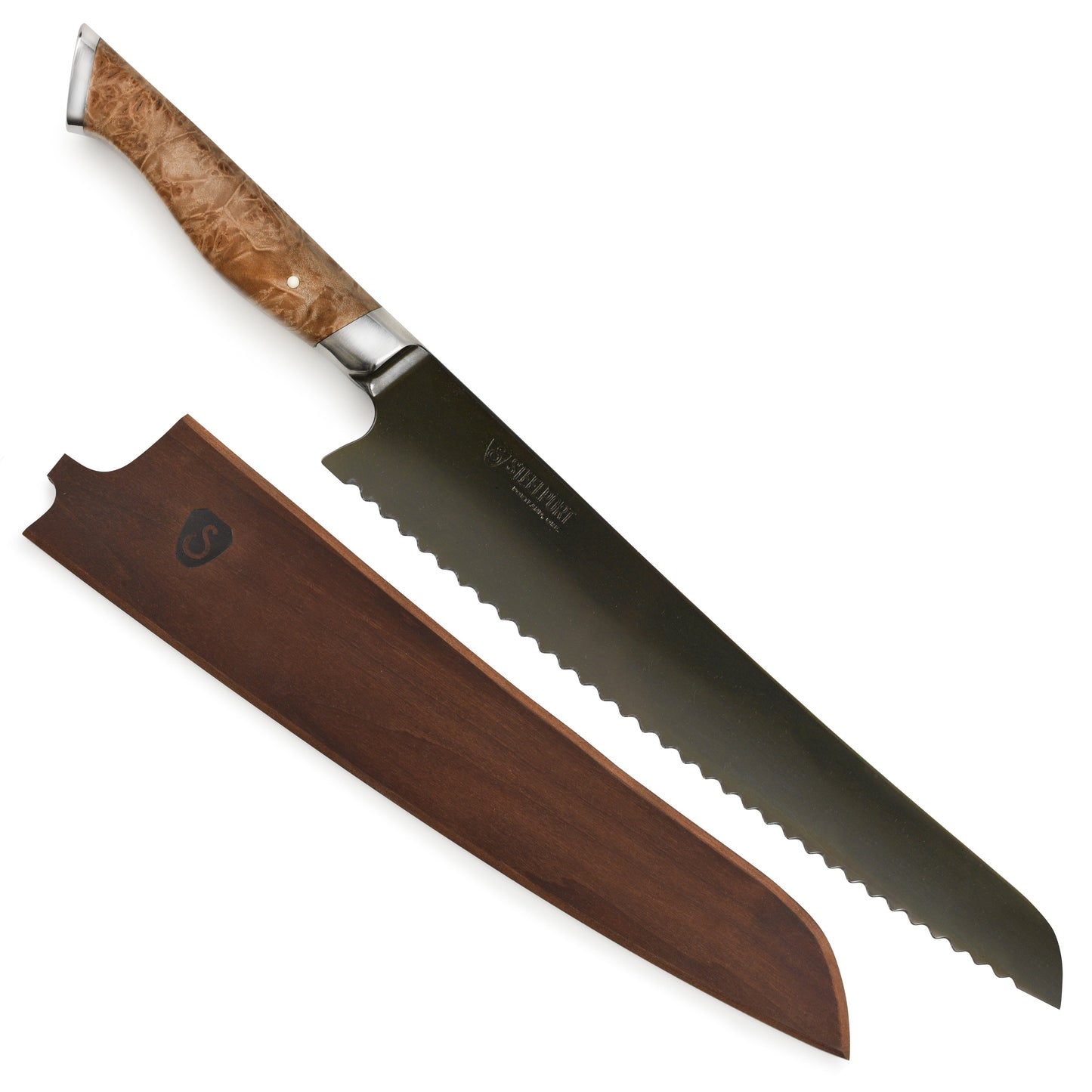 Steelport Carbon Steel 10" Bread Knife with Oregon Maple Magnetic Sheath