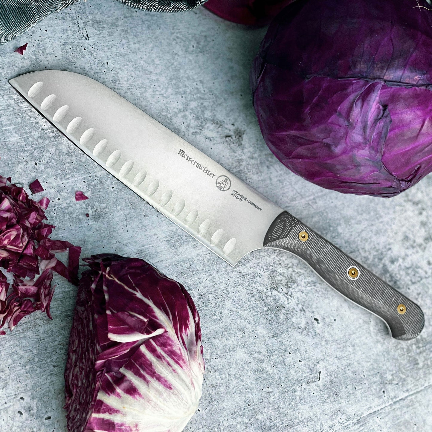 Messermeister Custom Micarta 7" Hollow Edge Santoku Knife