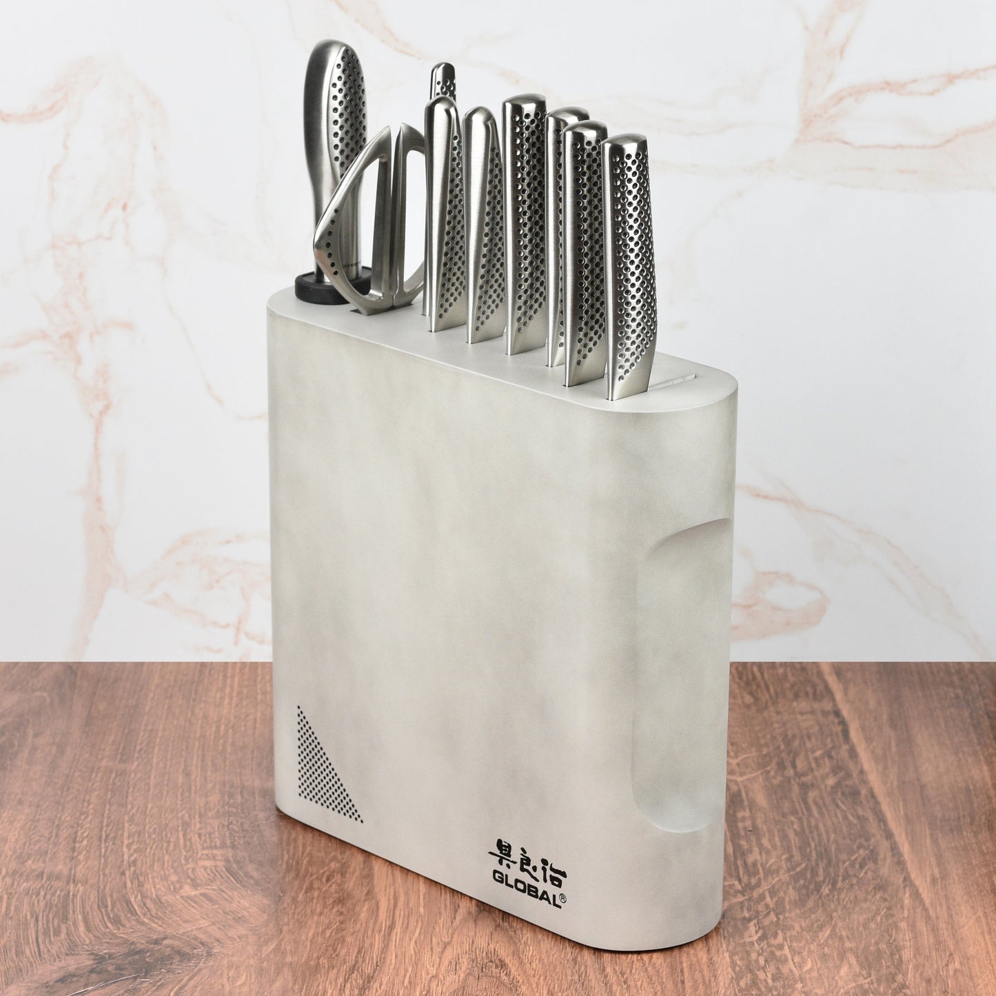 Global Kanpeki 10 Piece Knife Block Set, Cement Gray