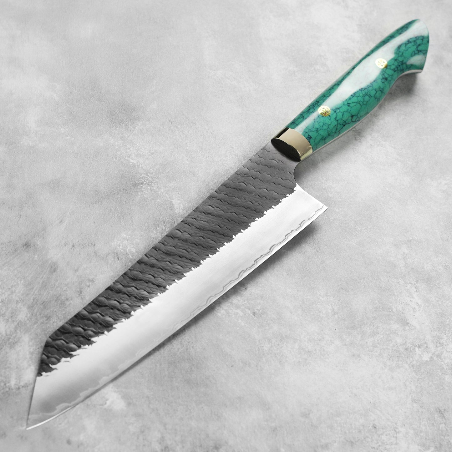 Nigara SG2 Kurouchi Tsuchime 9.4" Kiritsuke, Green Turquoise
