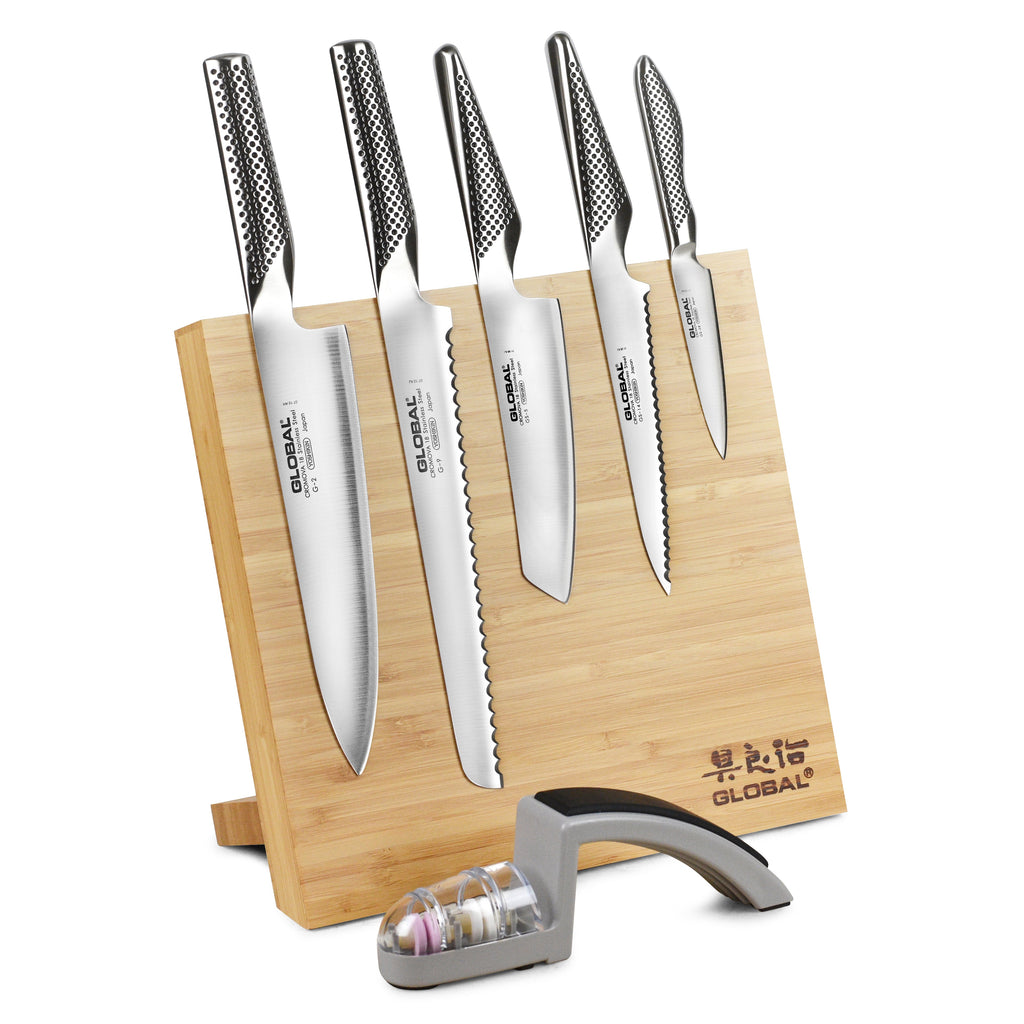 Global 6 Piece Magnetic Easel Knife Set with Bonus Sharpener