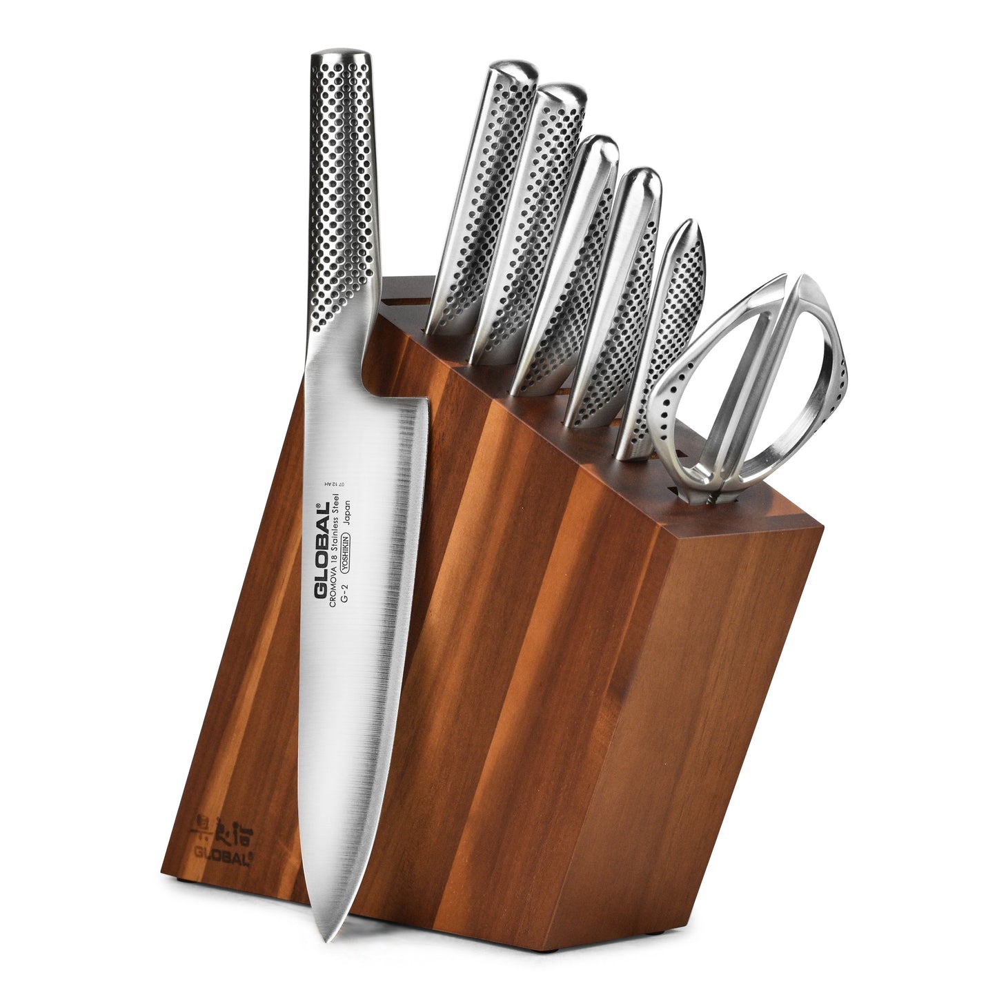 Global Akari 8 Piece Knife Block Set, Acacia