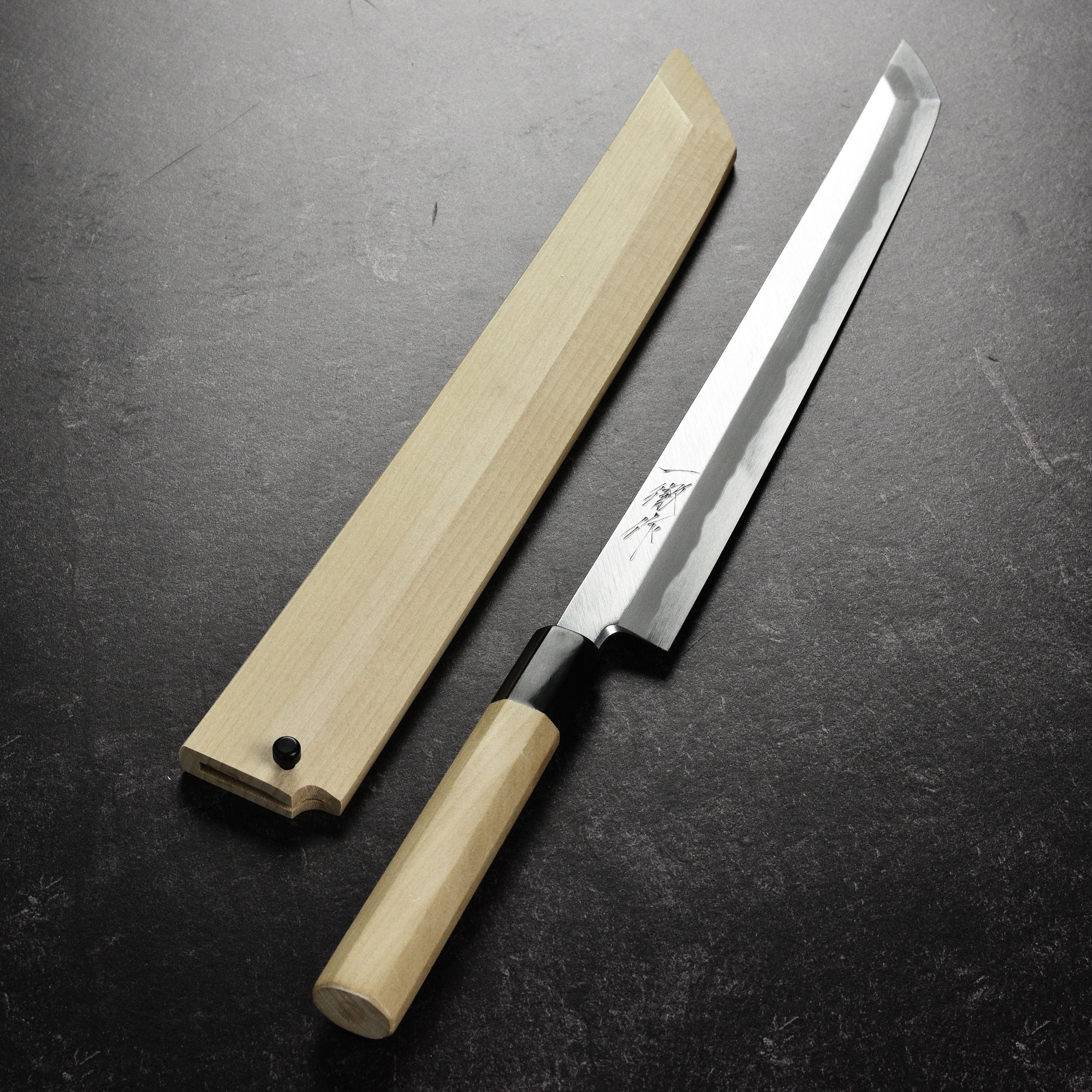 Ittetsu x Tanaka Shirogami #2 Single Bevel 10.6" Sakimaru Takohiki with Saya