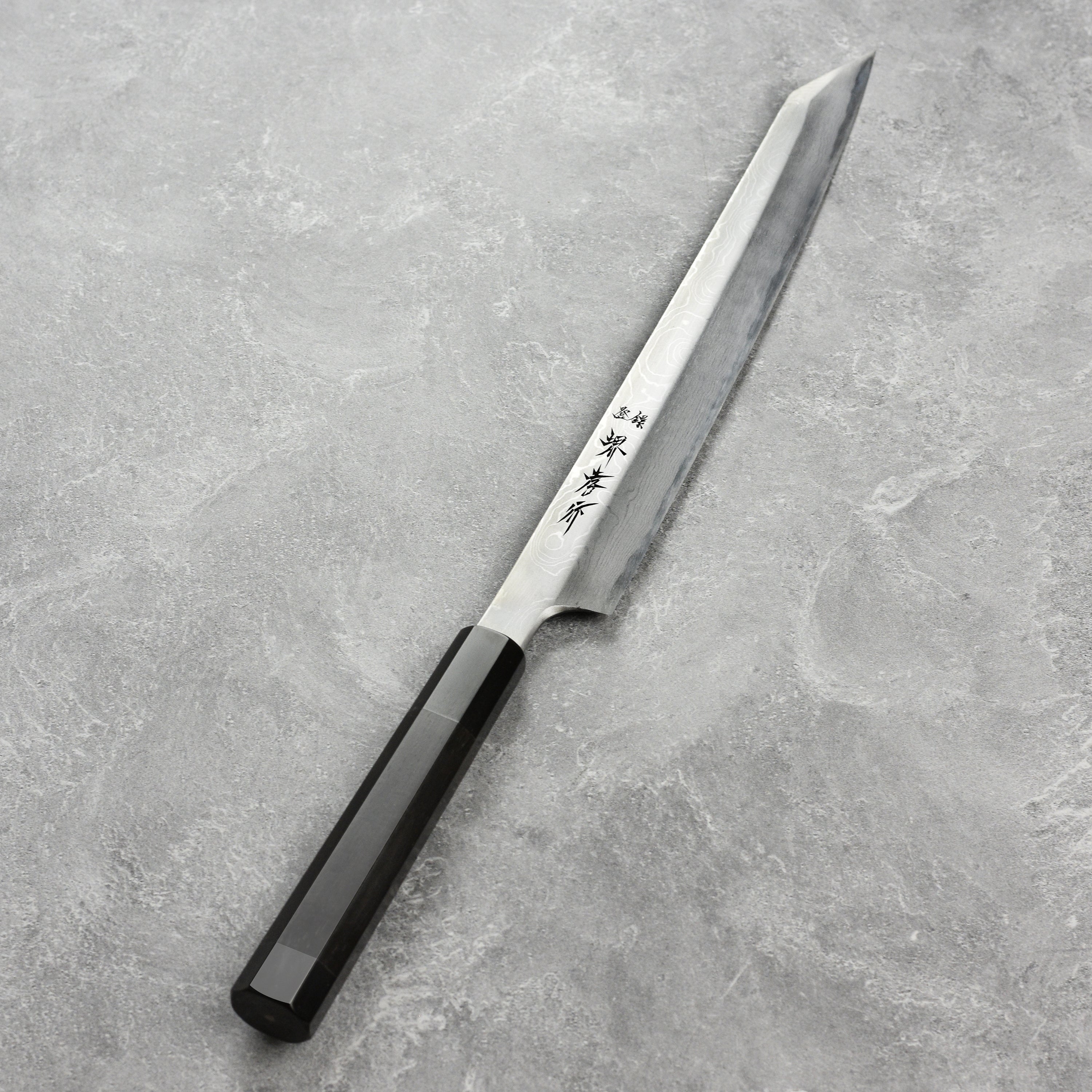 Takayuki Seiryu Aogami #2 Damascus Single-Bevel 10.6" Kengata Yanagiba with Saya