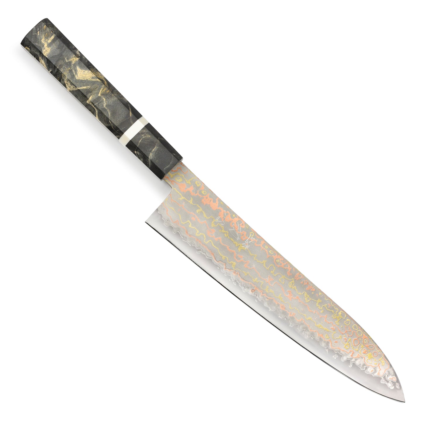 Hatsukokoro Hayabusa Aogami #2 Rainbow Damascus 8.25" Gyuto