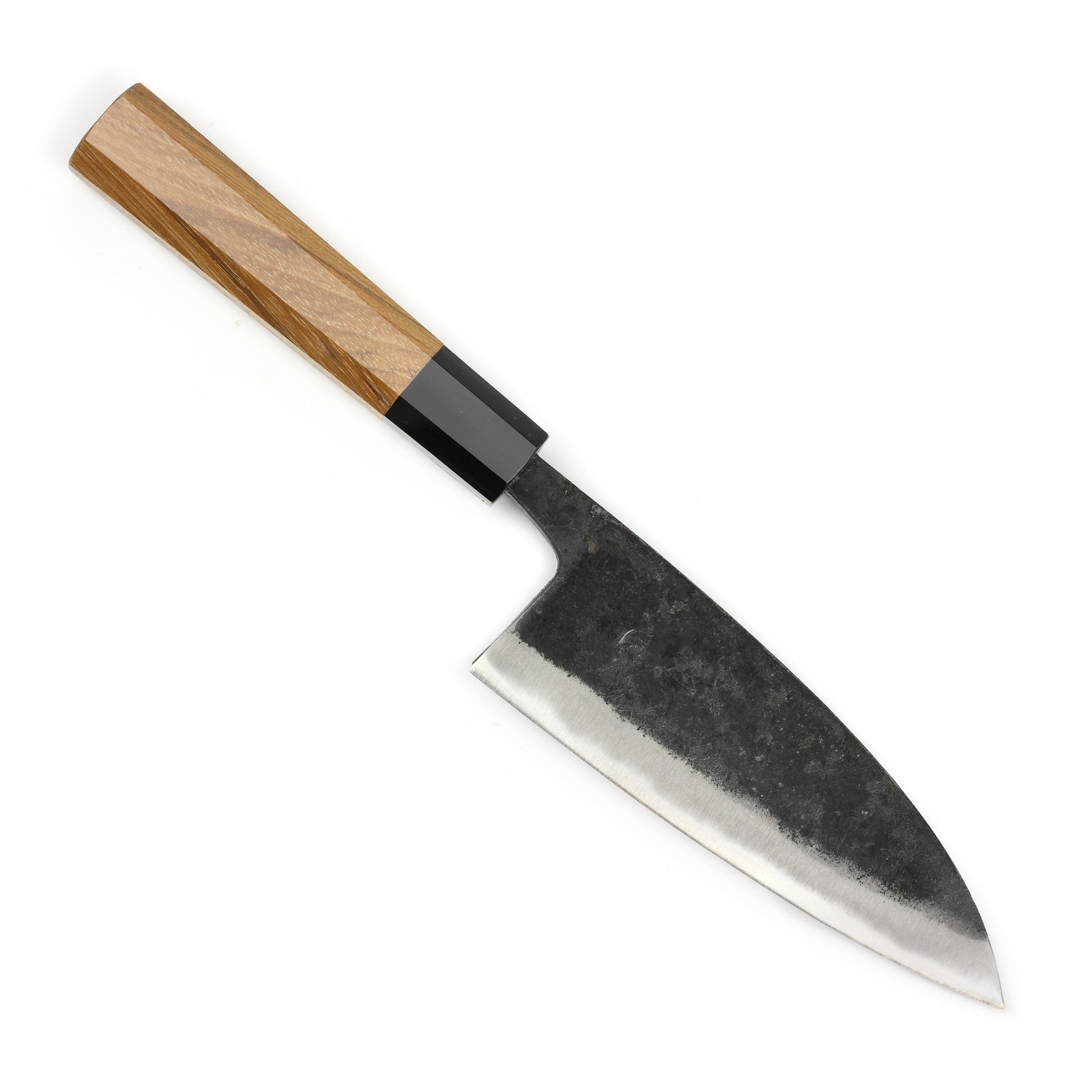 Hatsukokoro Kurokaze Aogami #2 Kurouchi 5.9" Double Bevel Deba, Teak