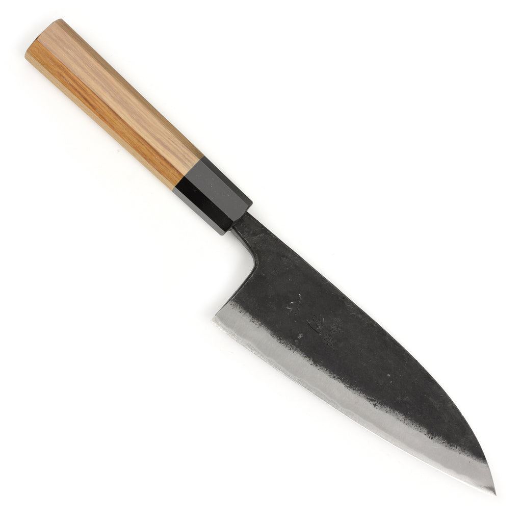 Hatsukokoro Kurokaze Aogami #2 Kurouchi 6.5" Double Bevel Deba, Teak