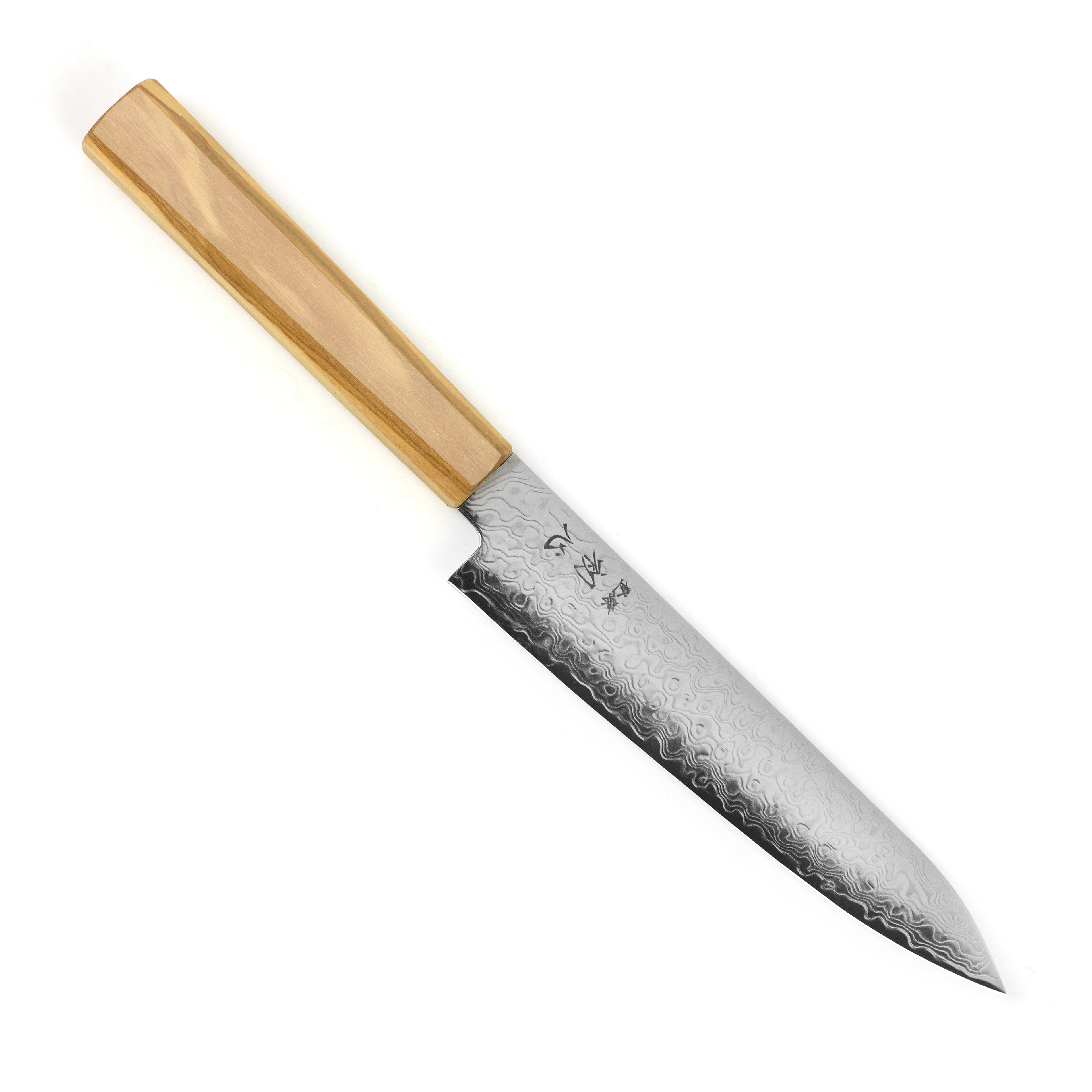 Hatsukokoro Ryuhyo SG2 Damascus 5.9" Petty, Olivewood
