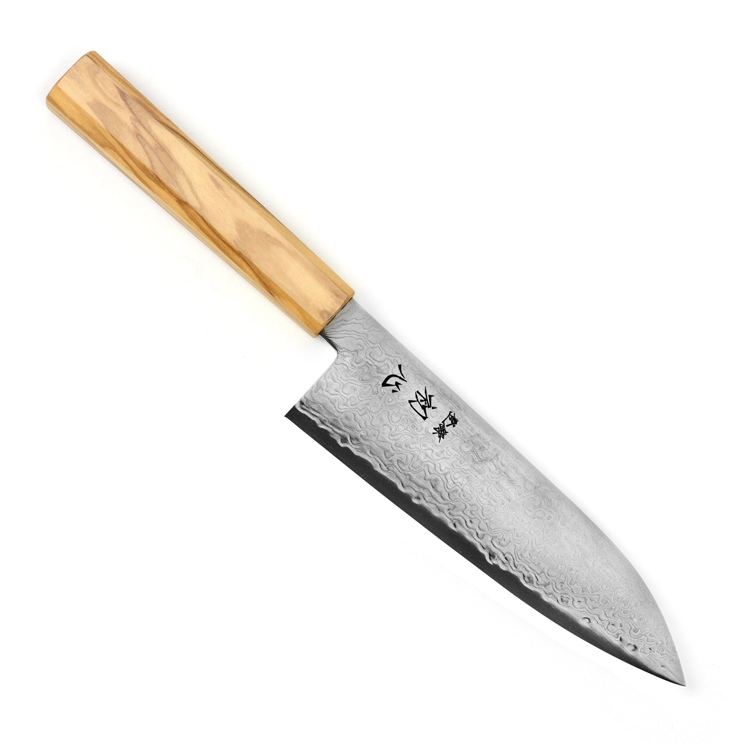 Hatsukokoro Ryuhyo SG2 Damascus 7" Santoku, Olivewood