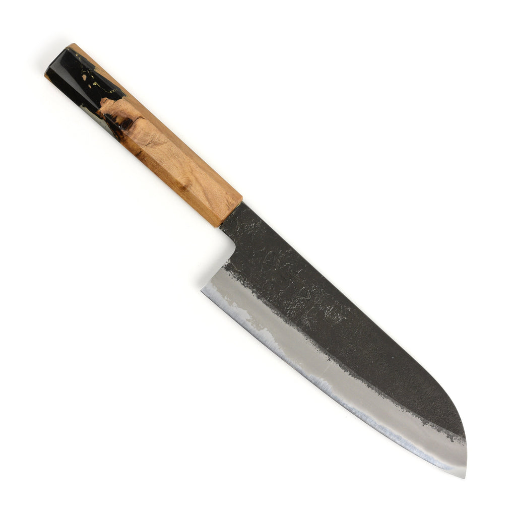 Hozan Tomoe x Hinoura Shirogami #2 Kurouchi 7" Santoku