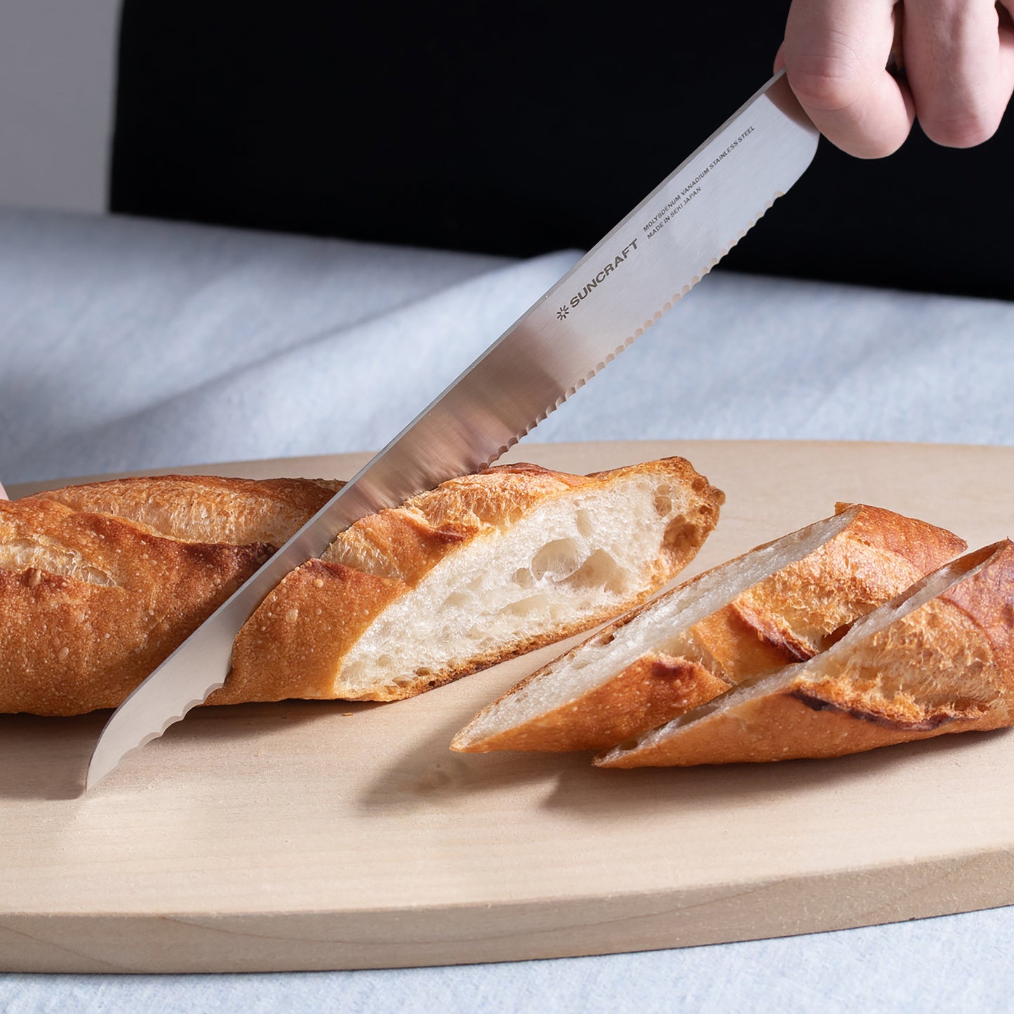 Suncraft Seseragi 8.75" Bread Knife, Left-Handed